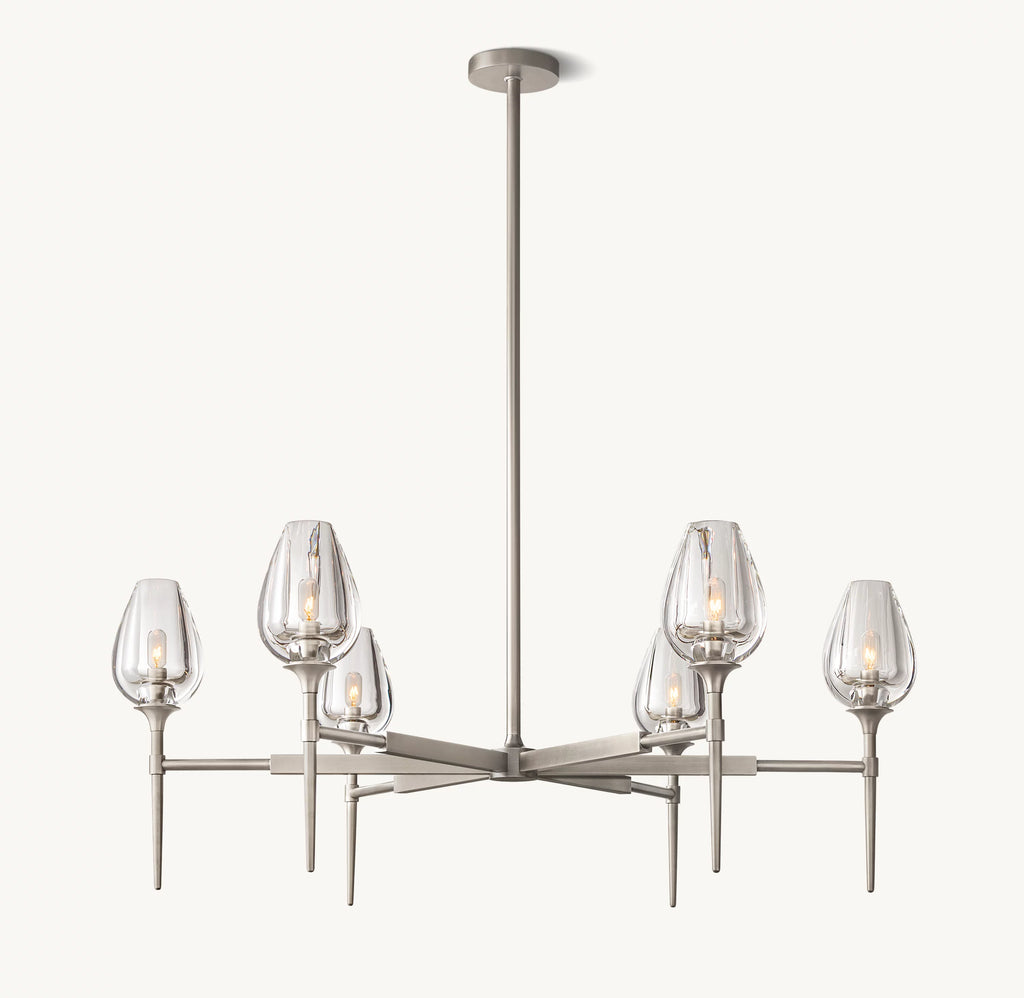 42 Inch Torchiere Crystal Arm Chandelier - Tulip