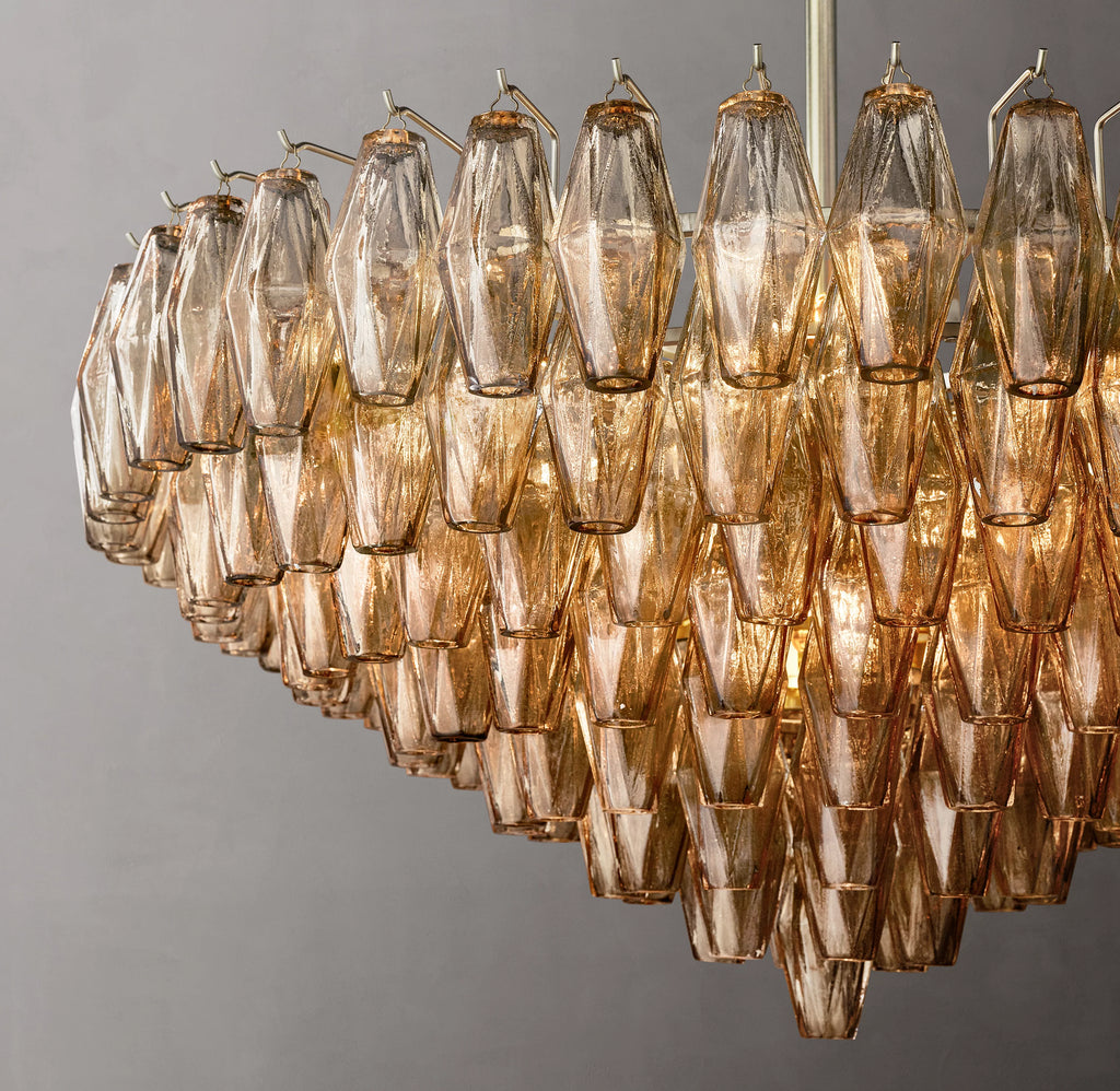36 Inch Smoked Murano Glass Tiered Chandelier - Chiara