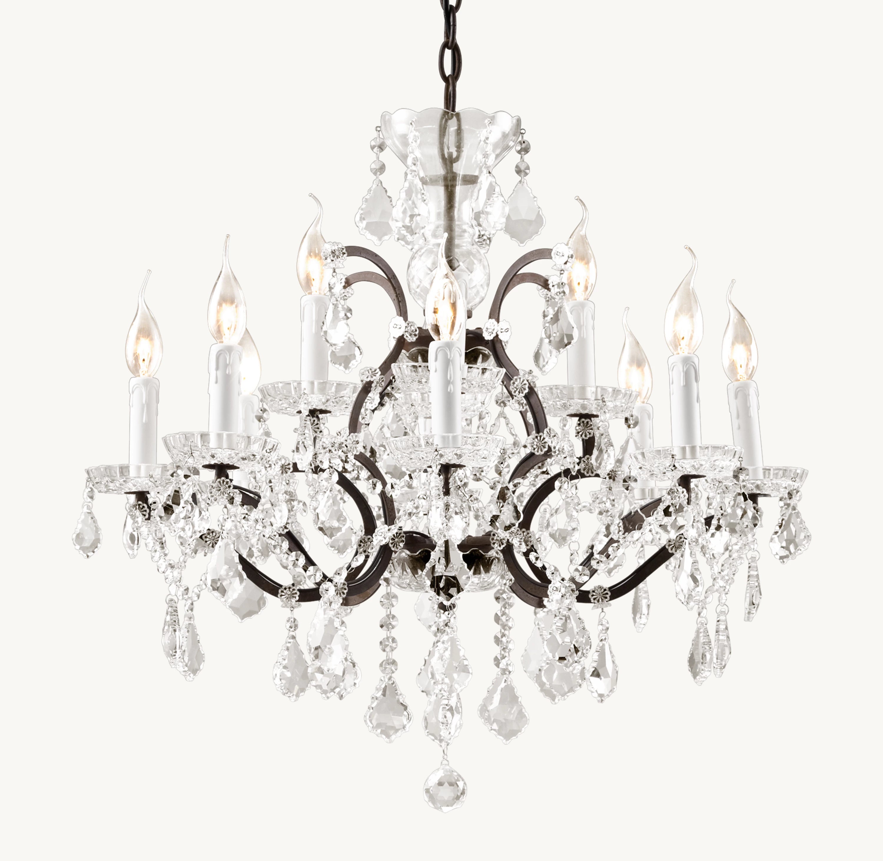 28 Inch Candelabra Crystal Chandelier - Rococo