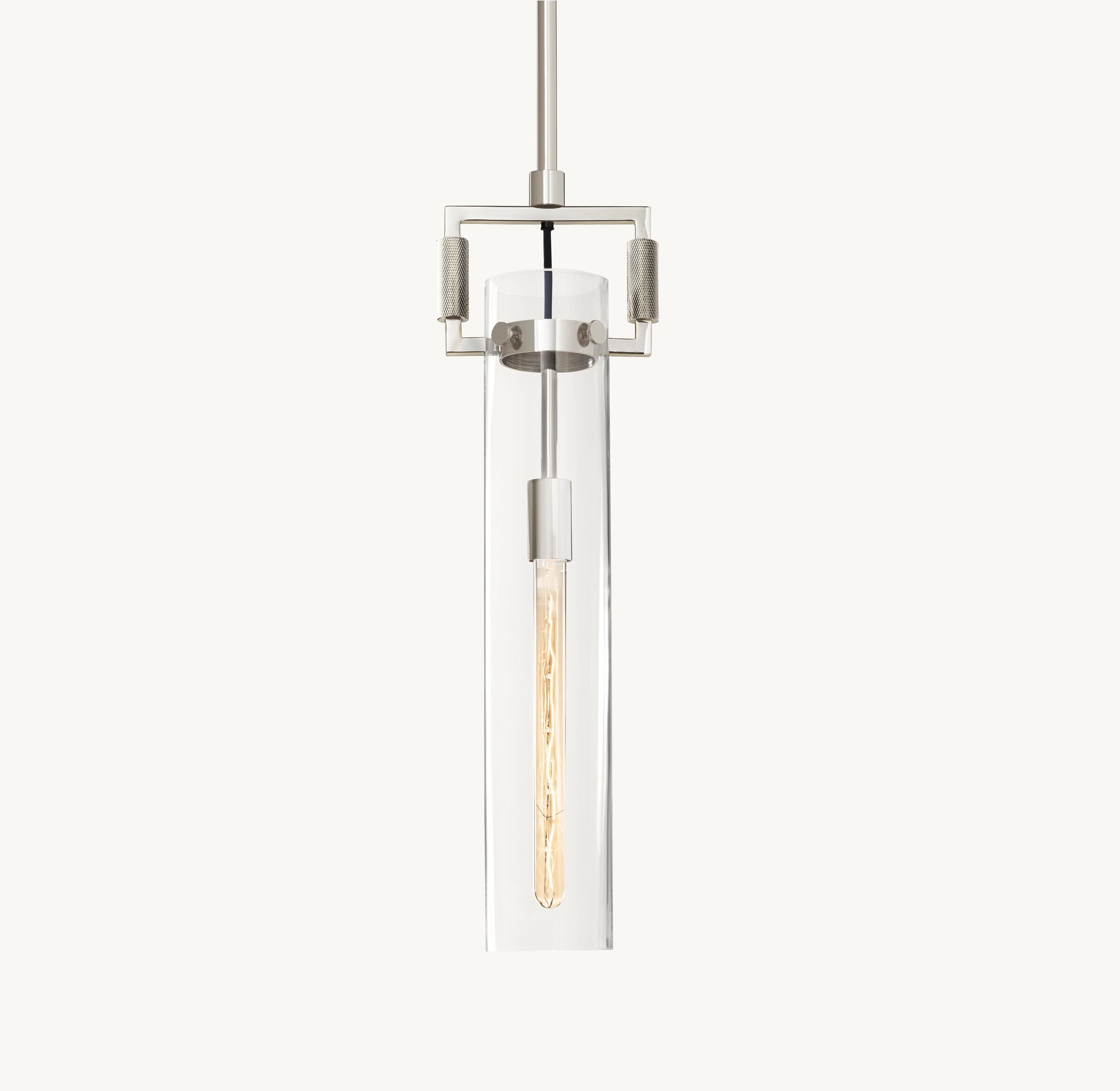 7 Inch Clear Glass Long Cylinder Pendant Light - Machinist