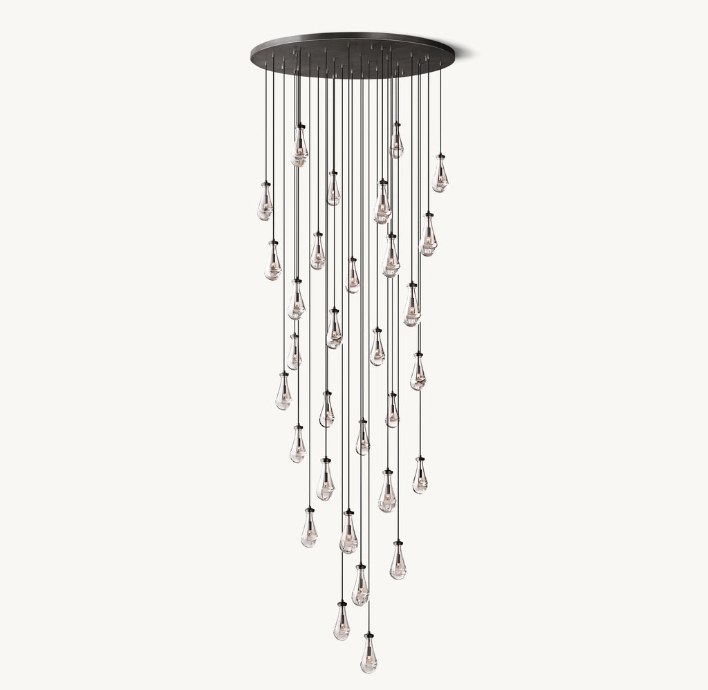 60 Inch Raindrop Glass Round Chandelier – Ava