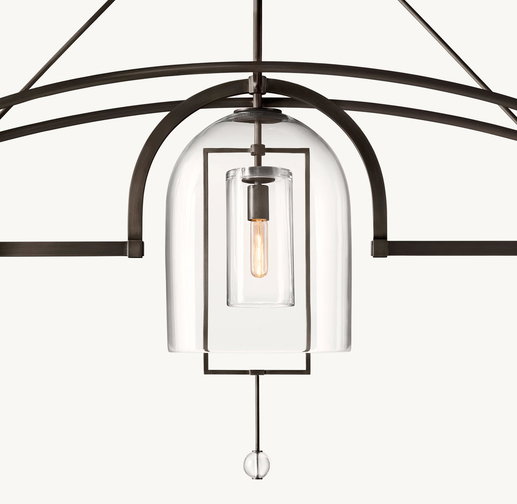 61 Inch Bell Glass Linear Chandelier - Fulcrum