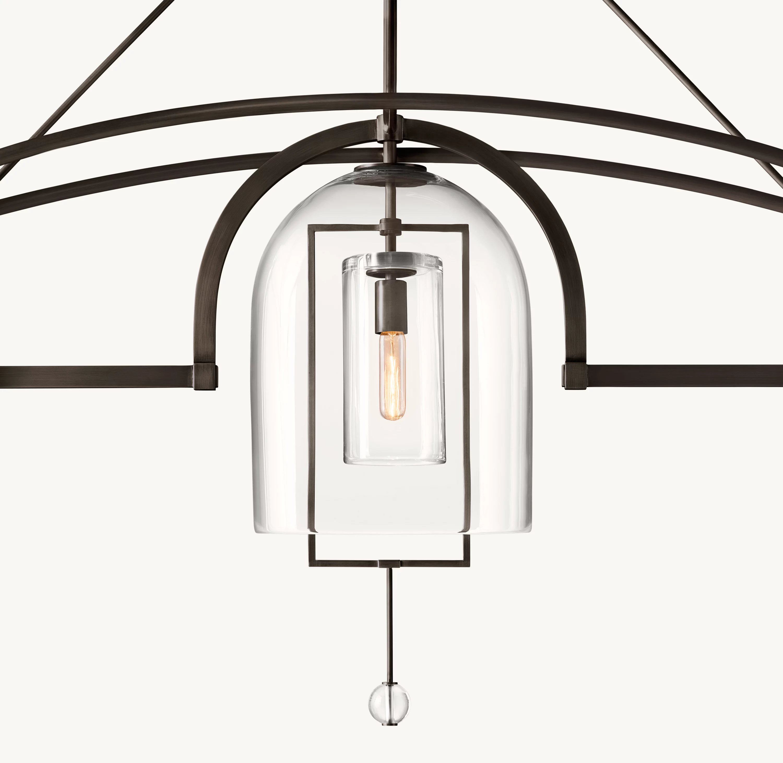 61 Inch Bell Glass Linear Chandelier - Fulcrum