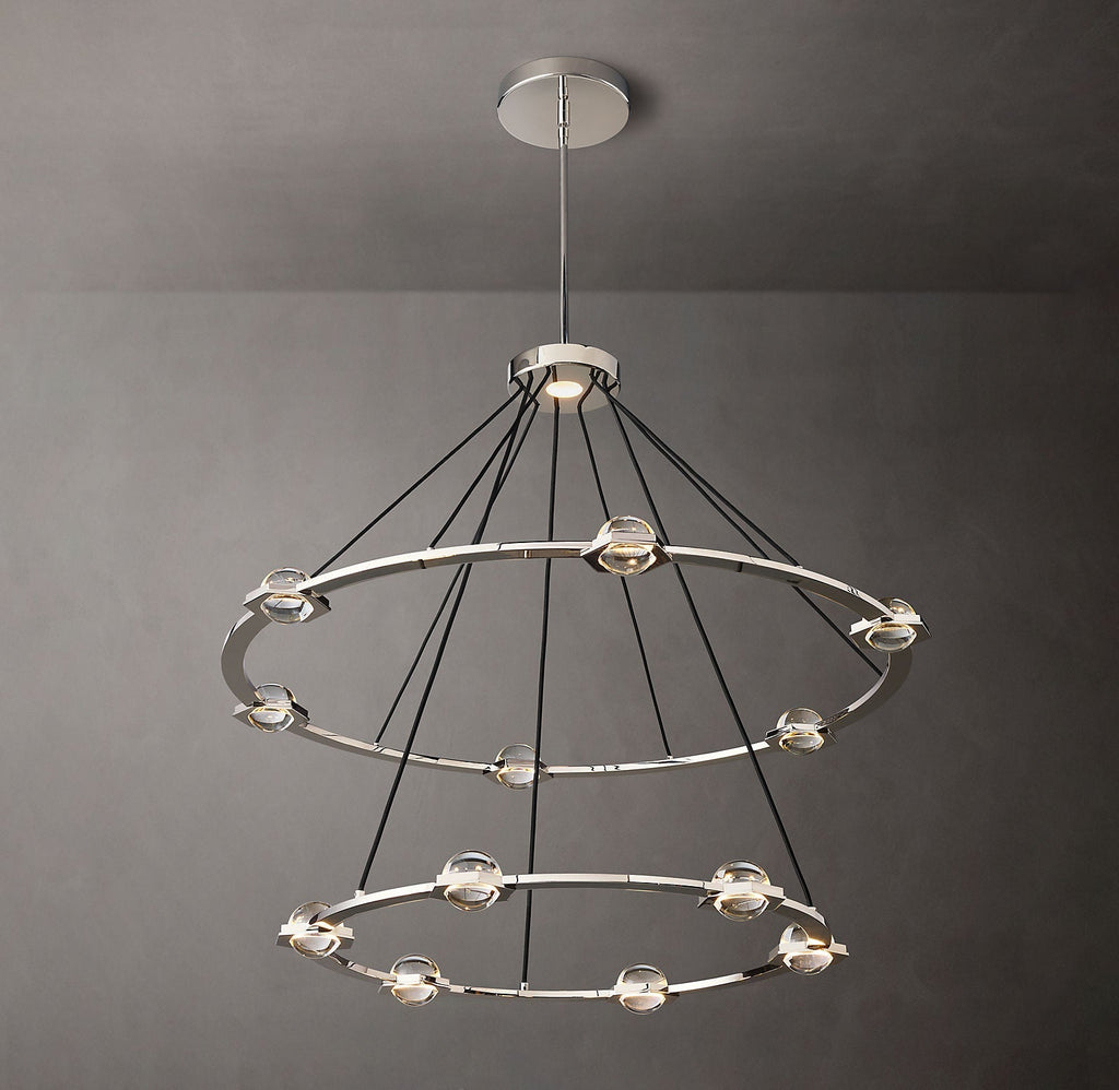 48 Inch Globe Crystal Tiered Ring Chandelier - Eclatant