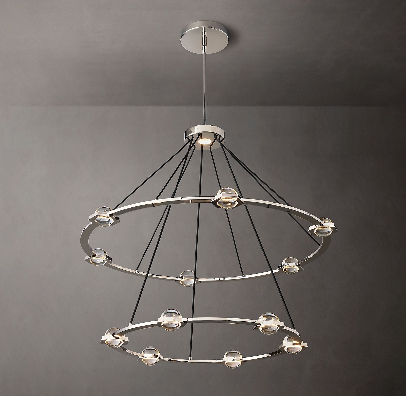 48 Inch Globe Crystal Tiered Ring Chandelier - Eclatant
