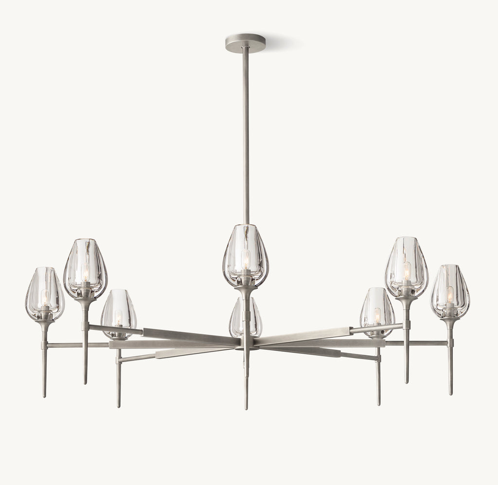 54 Inch Torchiere Crystal Arm Chandelier - Tulip
