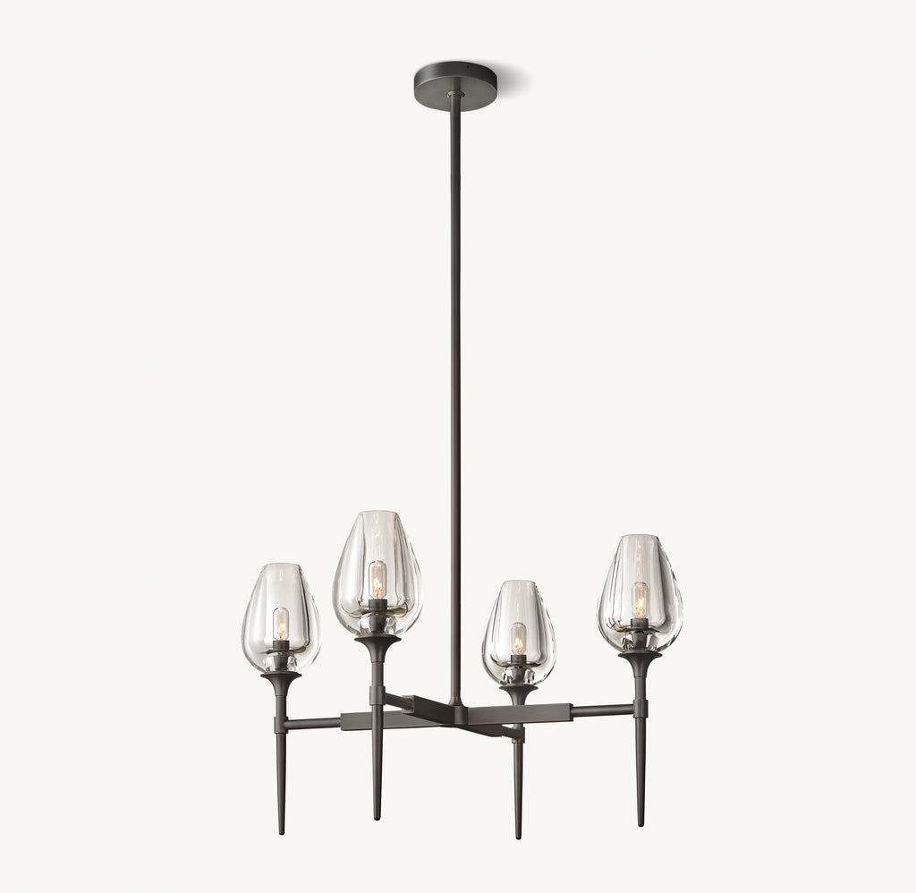 27 Inch Torchiere Crystal Arm Chandelier - Tulip