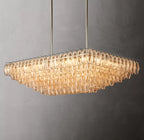 54 Inch Clear Murano Glass Tiered Rectangular Chandelier - Chiara