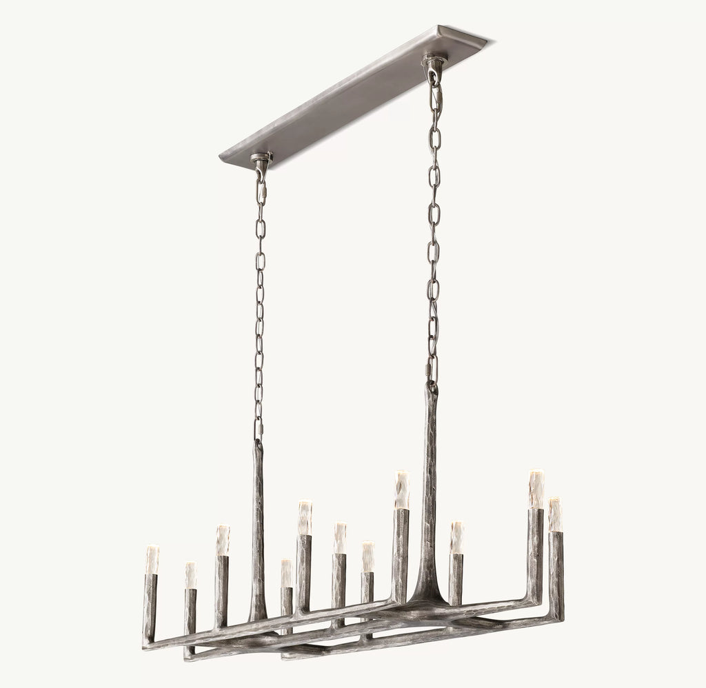 54 Inch Forged Candlestick Linear Chandelier - Thaddeus