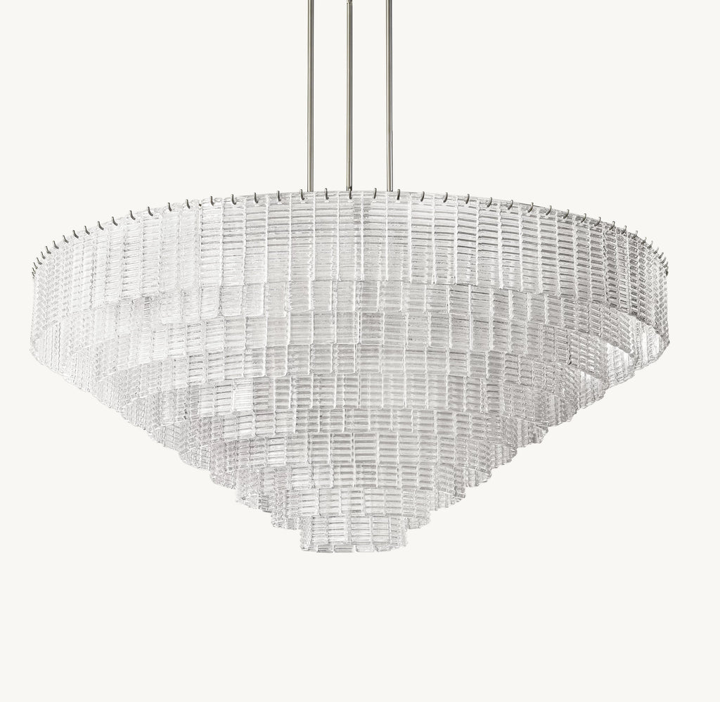 65 Inch Ribbed Clear Glass Tiered Chandelier - Sirene