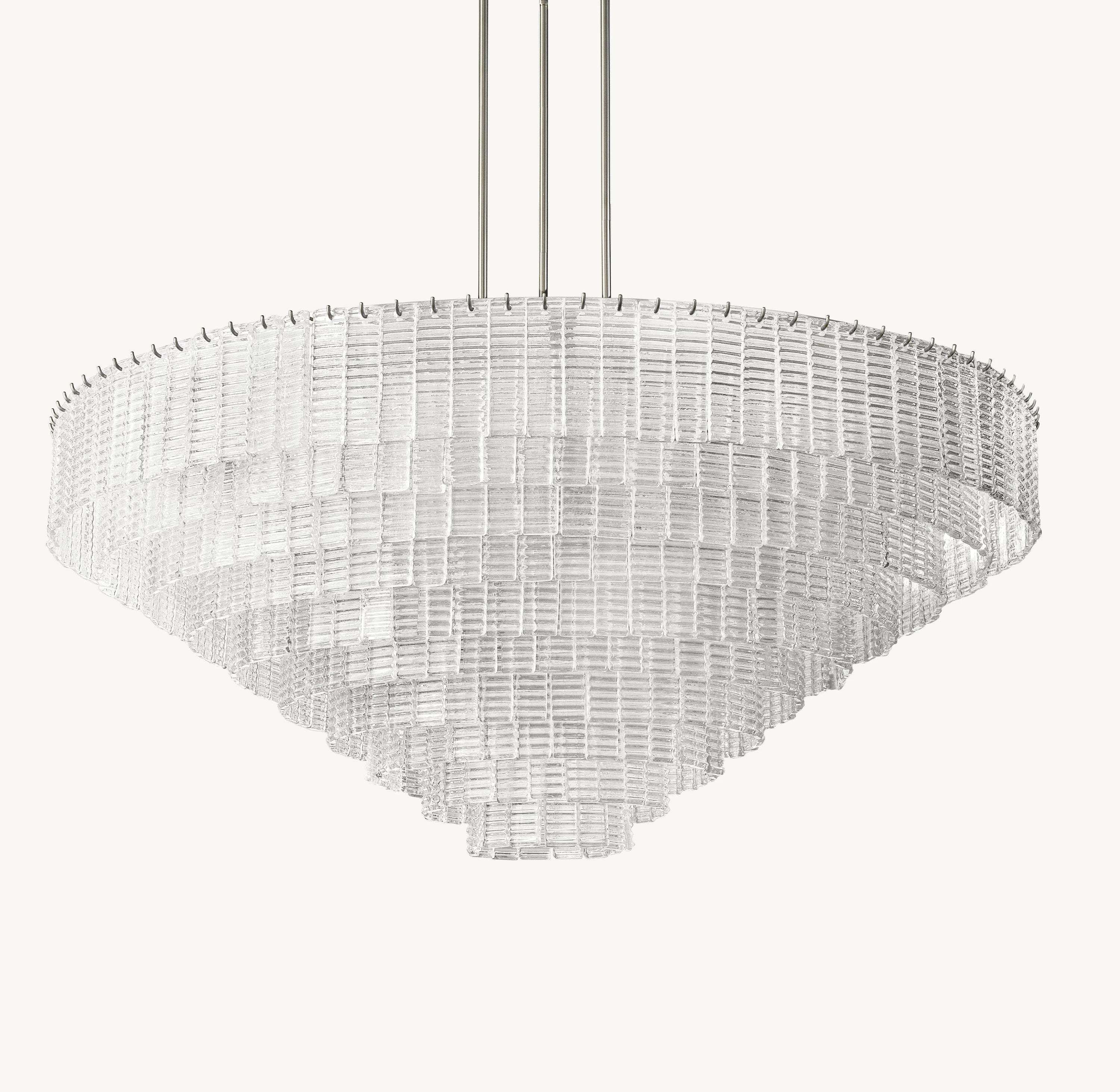 65 Inch Ribbed Clear Glass Tiered Chandelier - Sirene