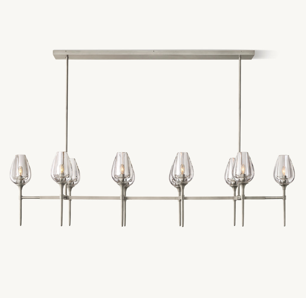 65 Inch Torchiere Crystal Linear Chandelier - Tulip