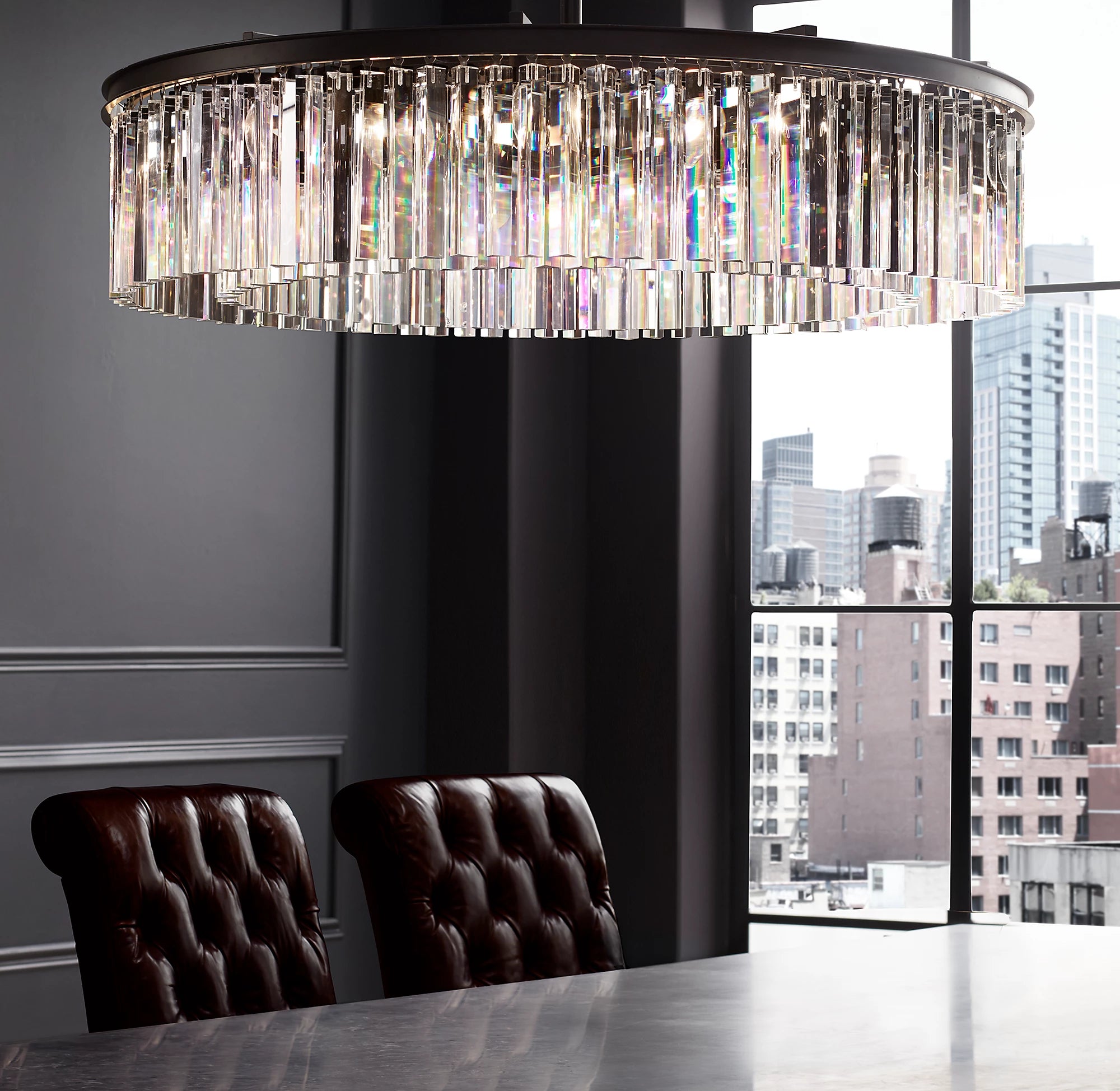 43 Inch Crystal Prism Round Chandelier - Rhys
