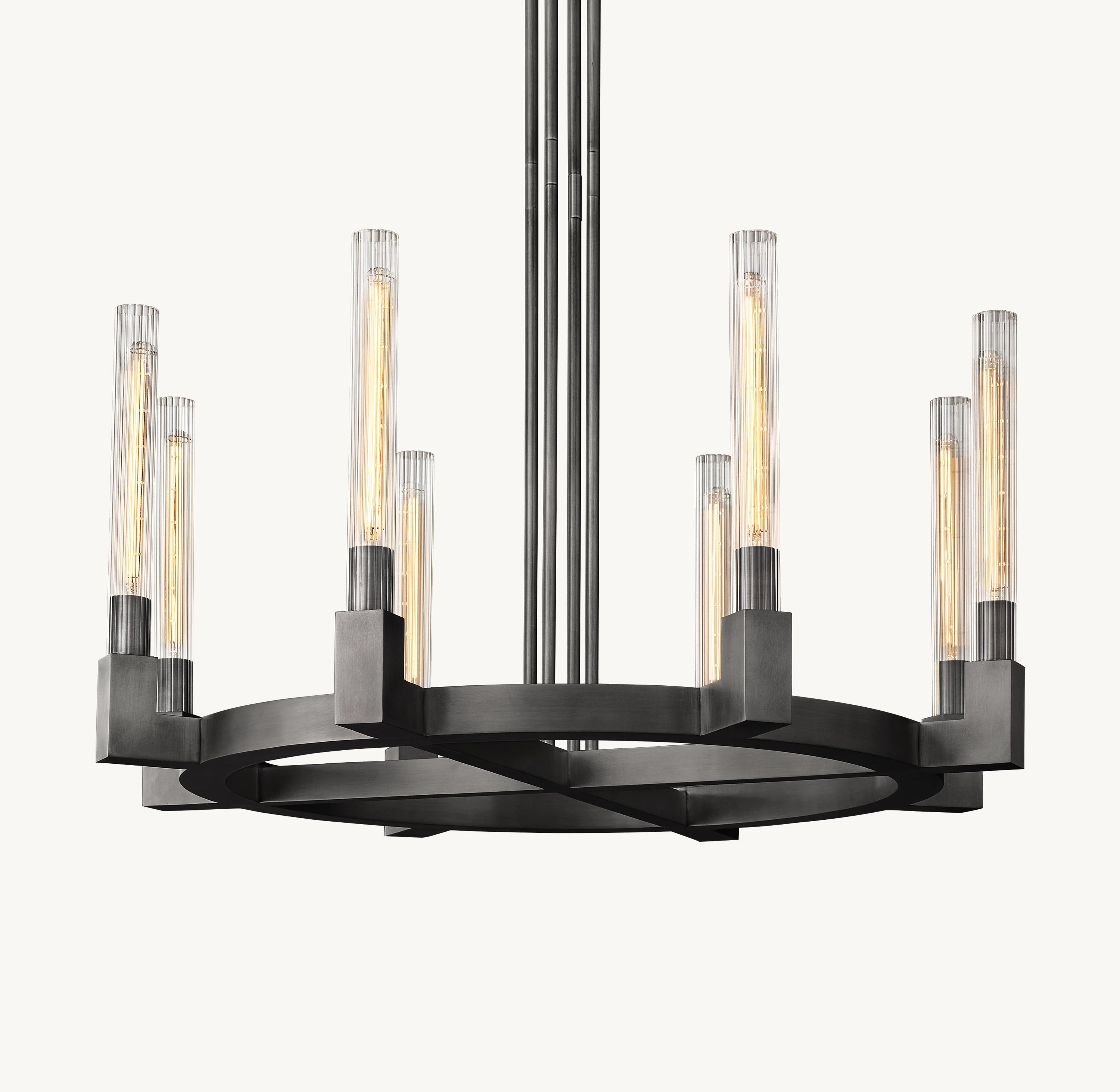 36 Inch Fluted-Glass Candlestick Round Chandelier - Cannele