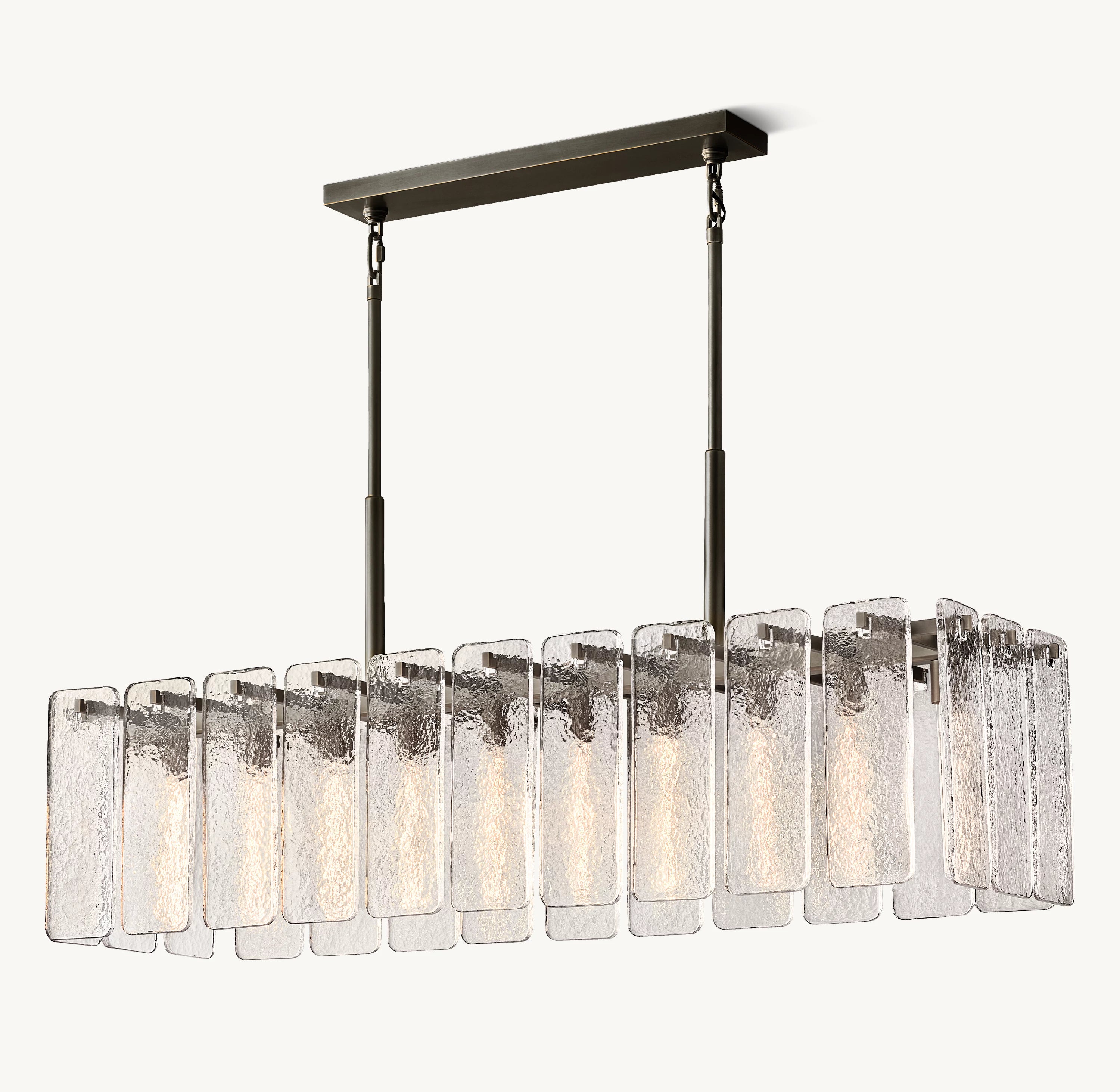 60 Inch Textured Glass Rectangular Chandelier - Calamette