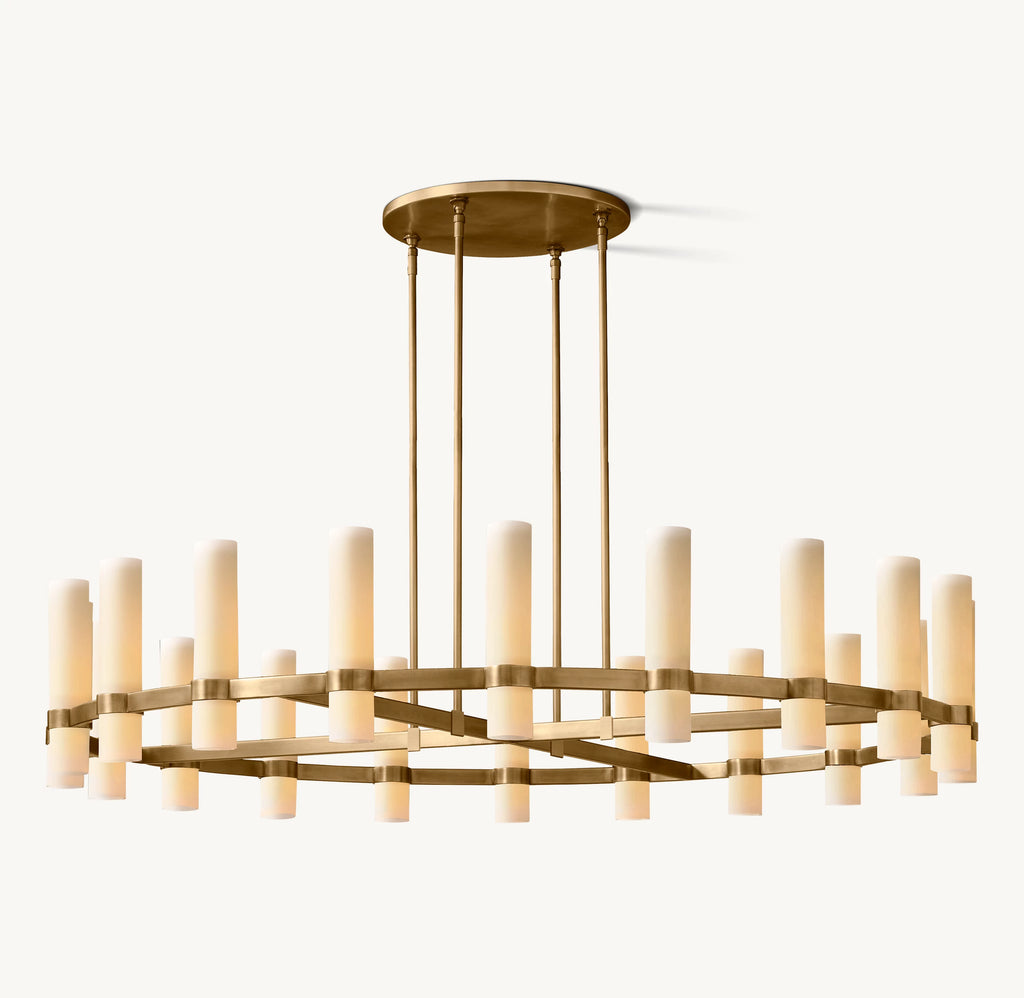60 Inch Cylindrical Milk Glass Round Chandelier - Ravelle