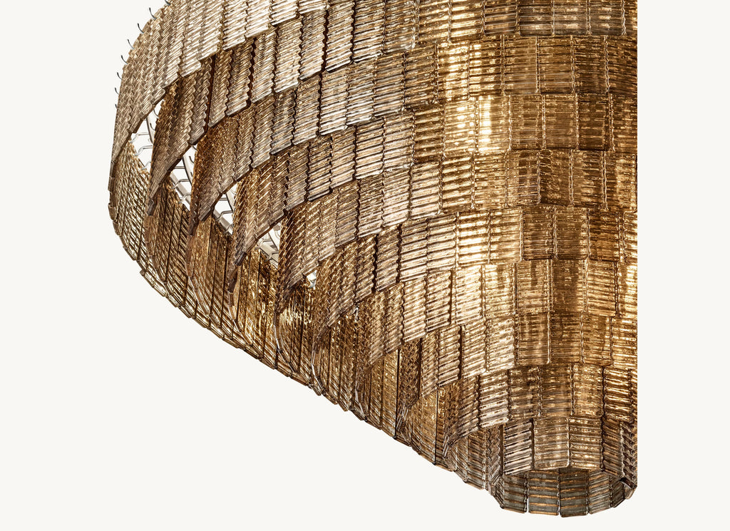 65 Inch Ribbed Smoked Glass Tiered Chandelier - Sirene