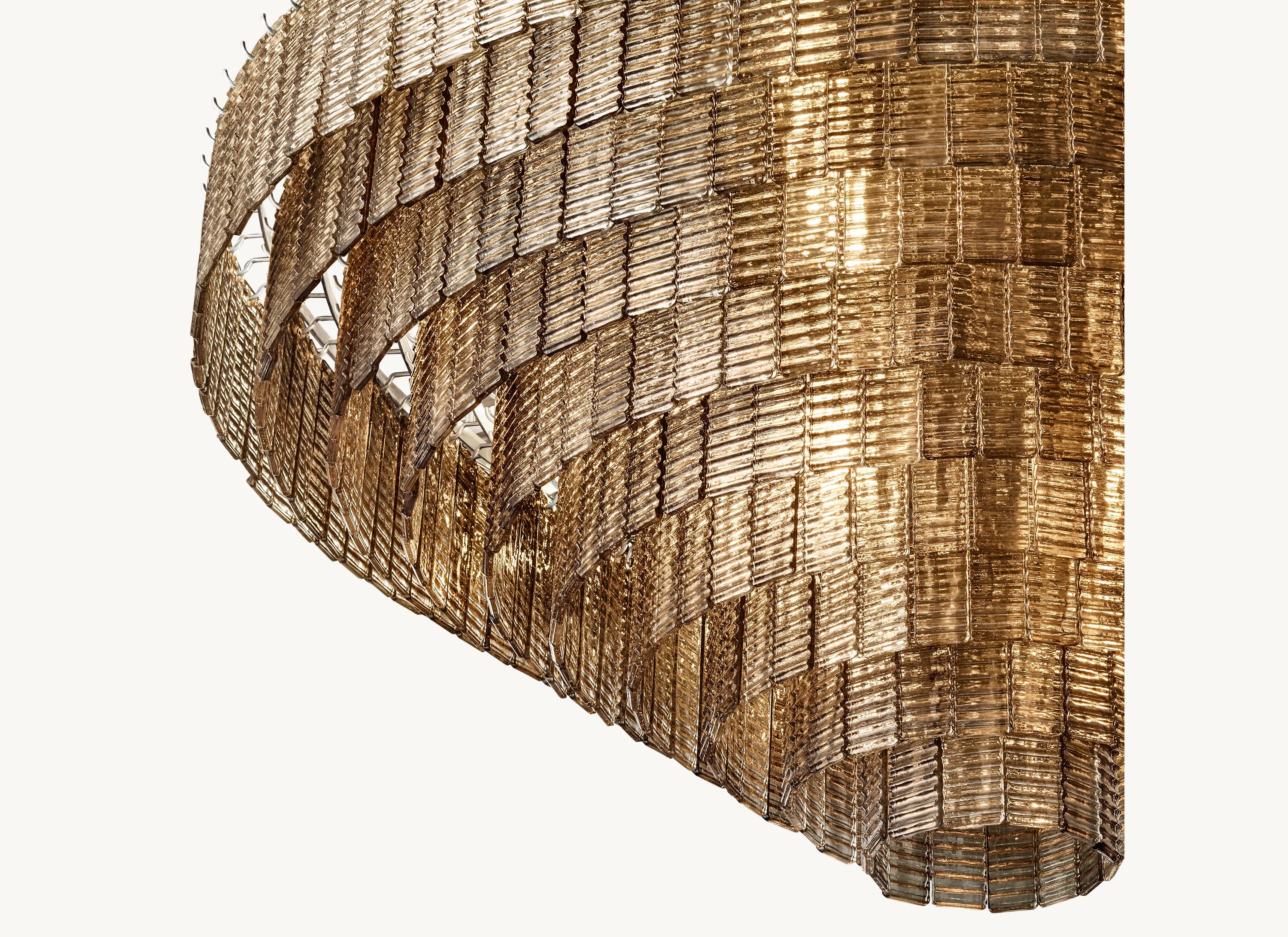 65 Inch Ribbed Smoked Glass Tiered Chandelier - Sirene