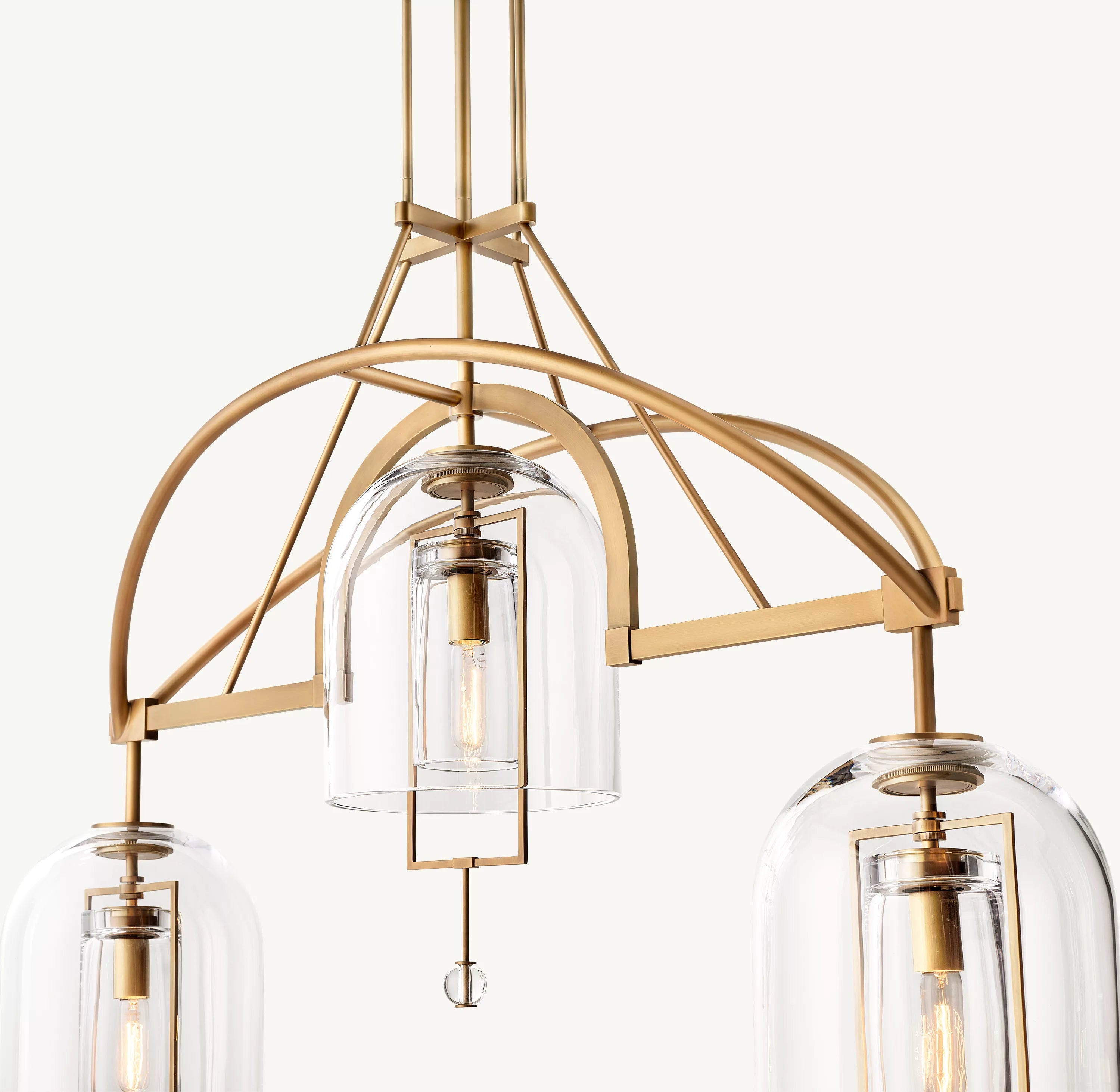 48 Inch Bell Glass Linear Chandelier - Fulcrum