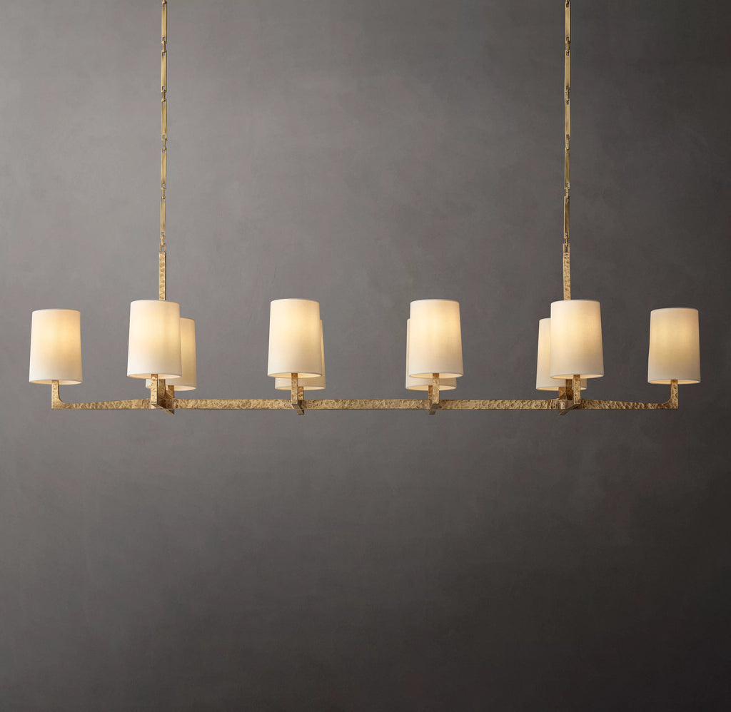 72 Inch Shaded Hammered Metal Linear Chandelier – Wright