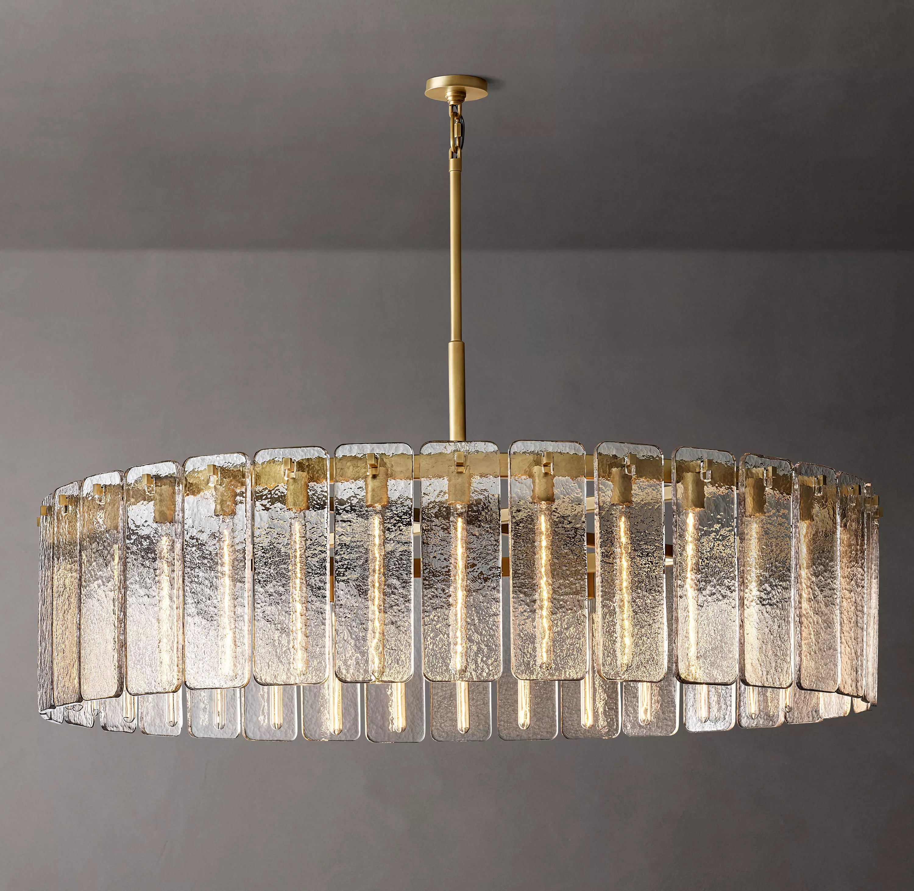 60 Inch Textured Glass Round Chandelier - Calamette
