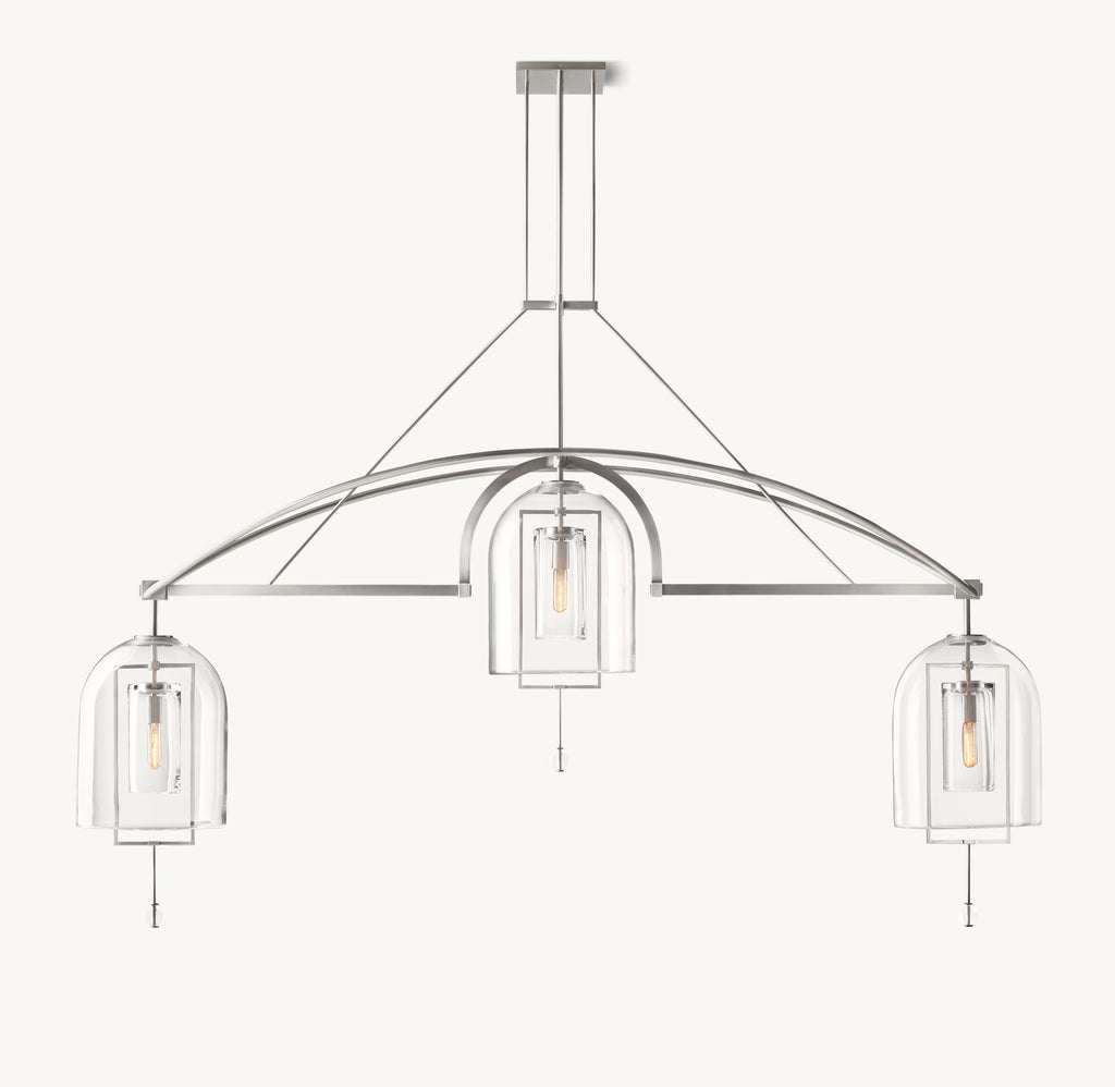 61 Inch Bell Glass Linear Chandelier - Fulcrum