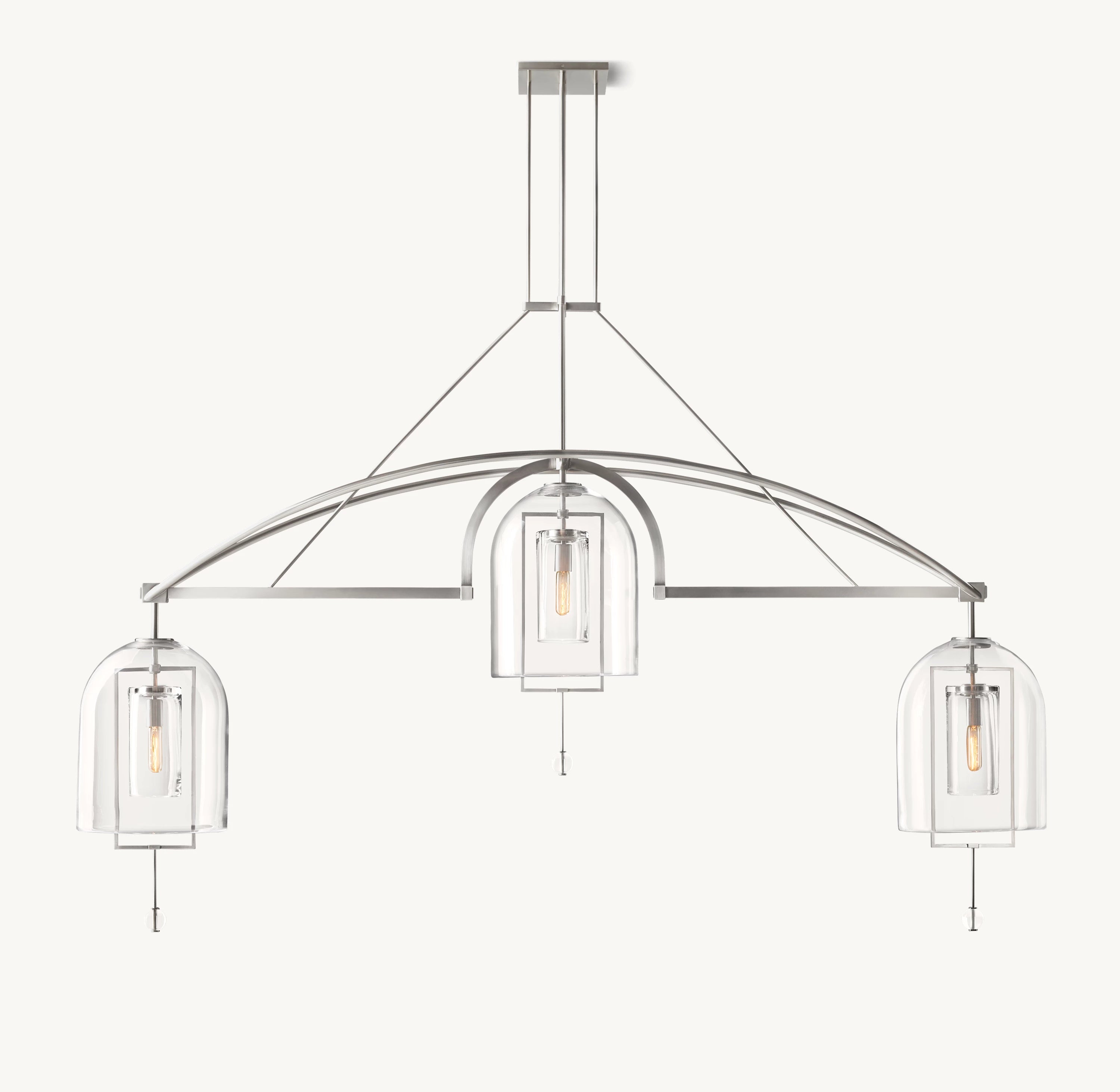 61 Inch Bell Glass Linear Chandelier - Fulcrum