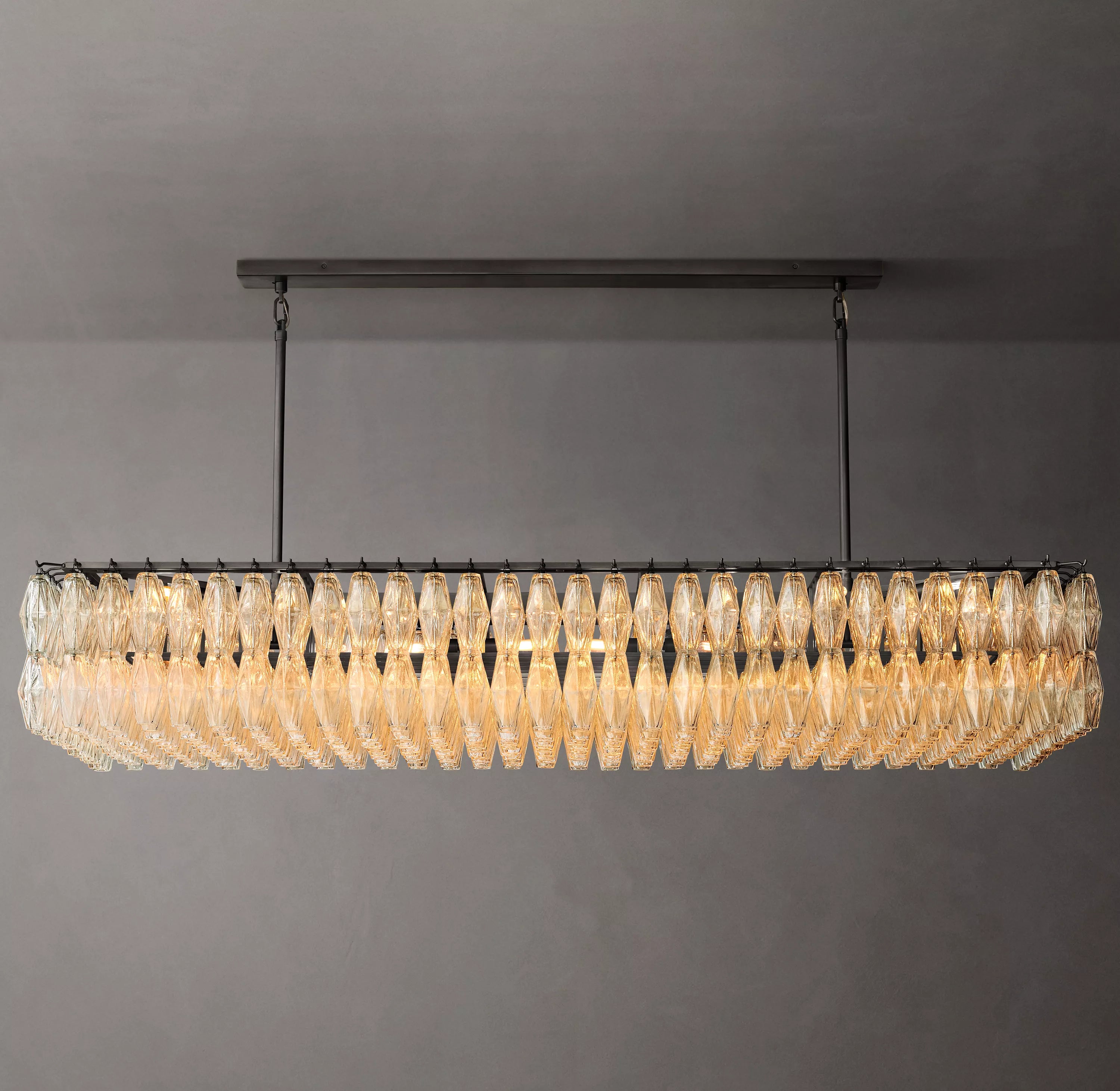 74 Inch Clear Murano Glass Rectangular Chandelier - Chiara