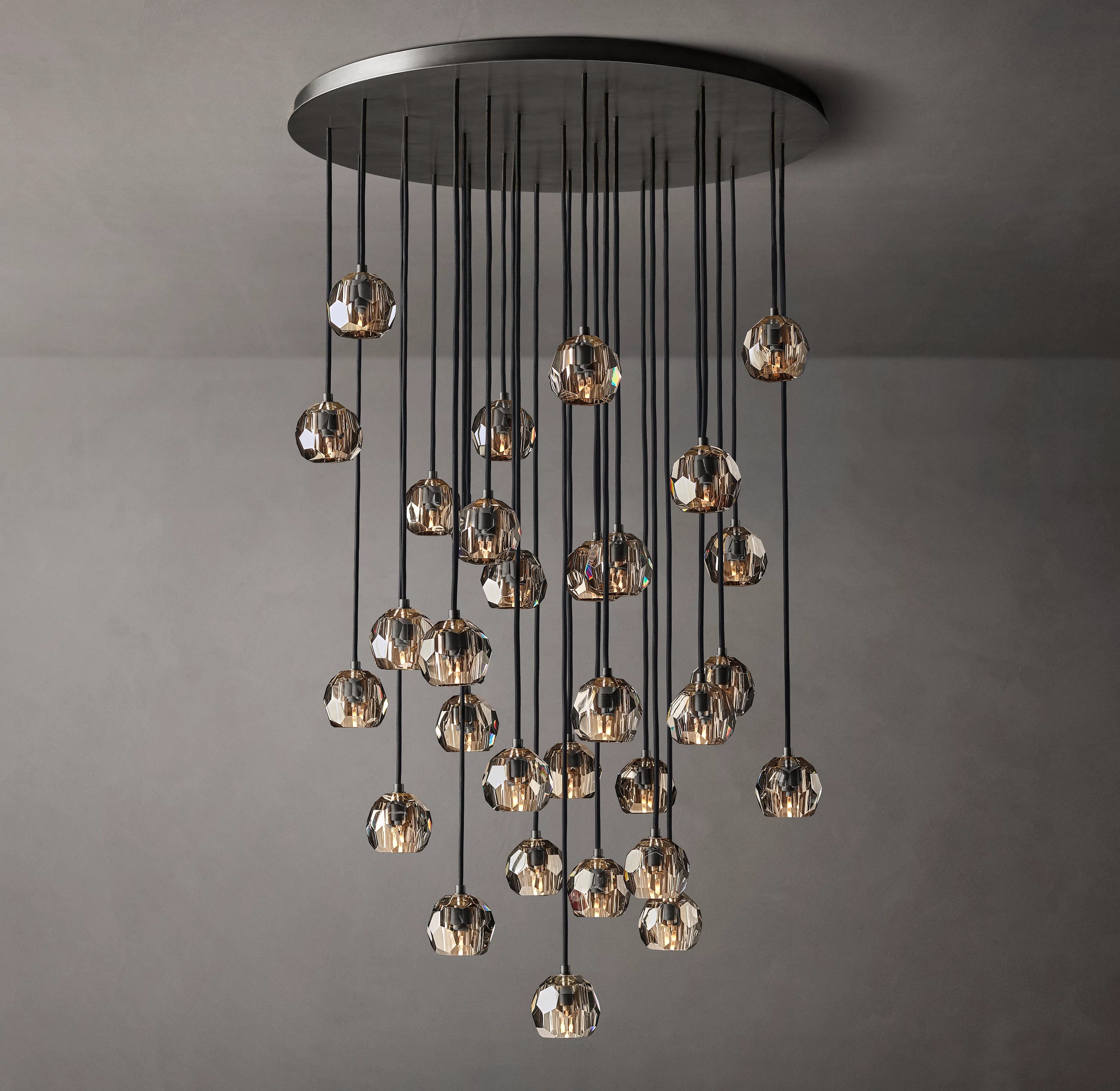 40 Inch Smoked Crystal Cluster Chandelier – Boule