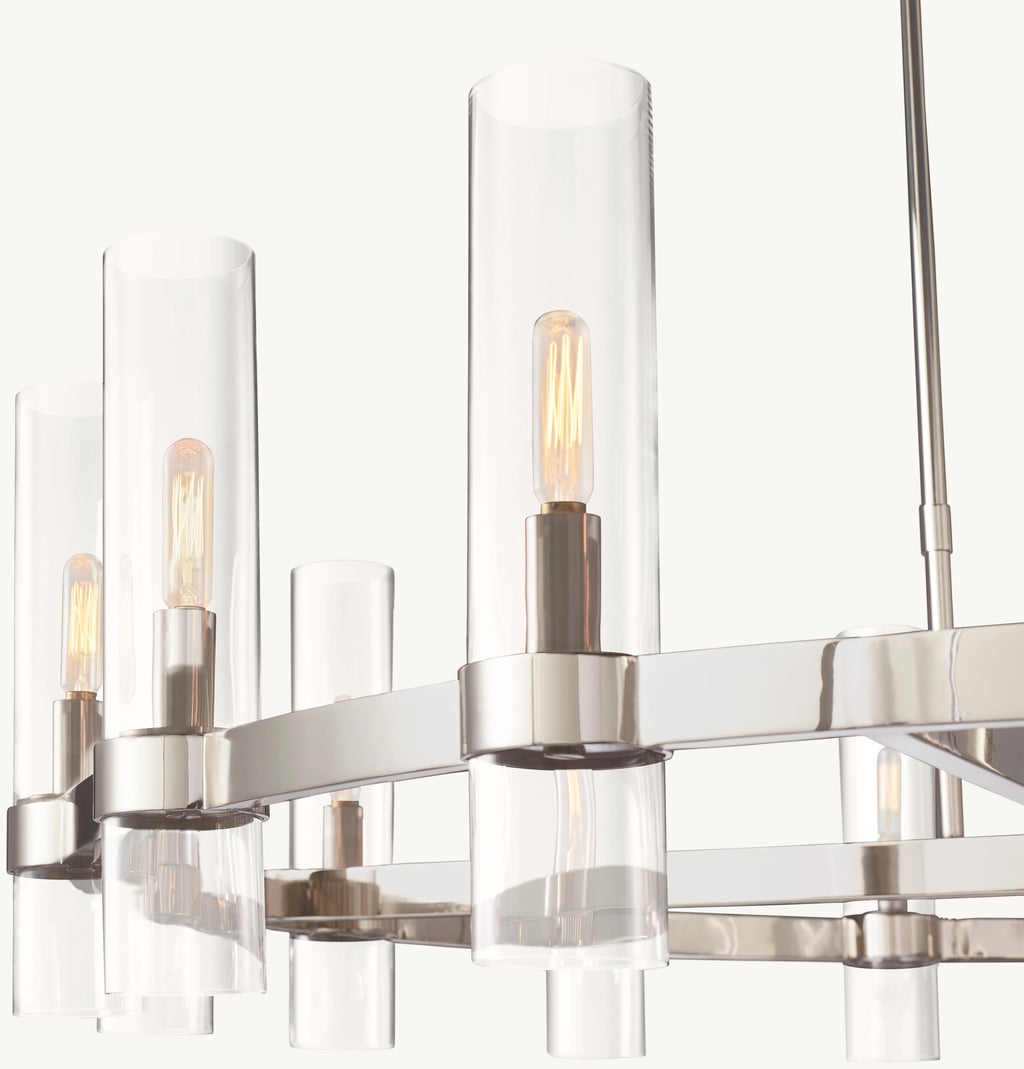 48 Inch Cylindrical Glass Candle Round Chandelier - Ravelle