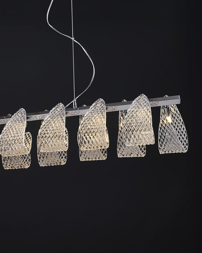 33 Inch Textured Ribbon Linear Chandelier - Fleur
