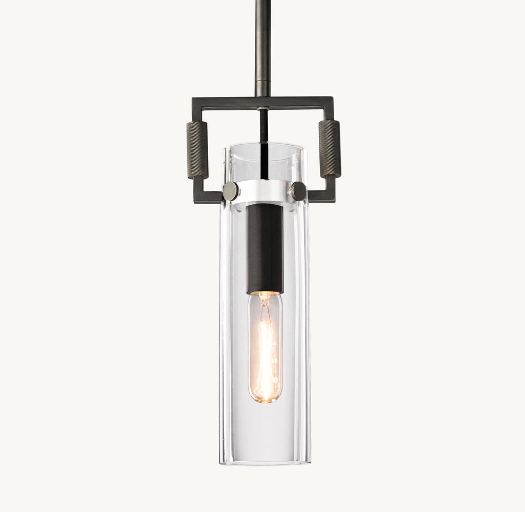 7 Inch Clear Glass Short Cylinder Pendant Light - Machinist