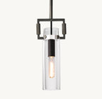 7 Inch Clear Glass Short Cylinder Pendant Light - Machinist
