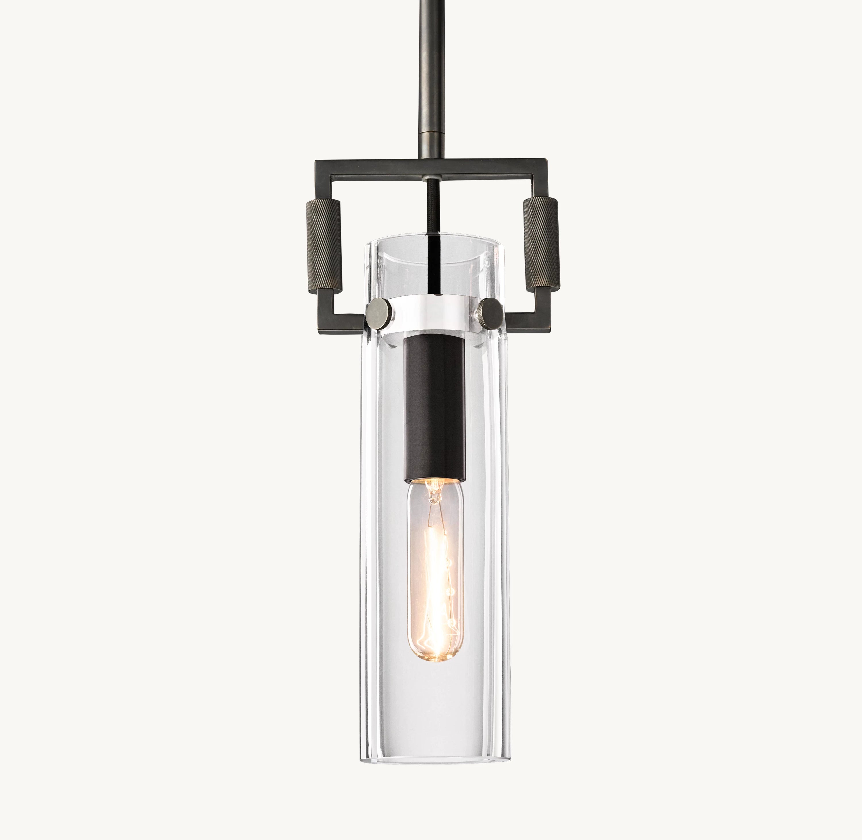 7 Inch Clear Glass Short Cylinder Pendant Light - Machinist