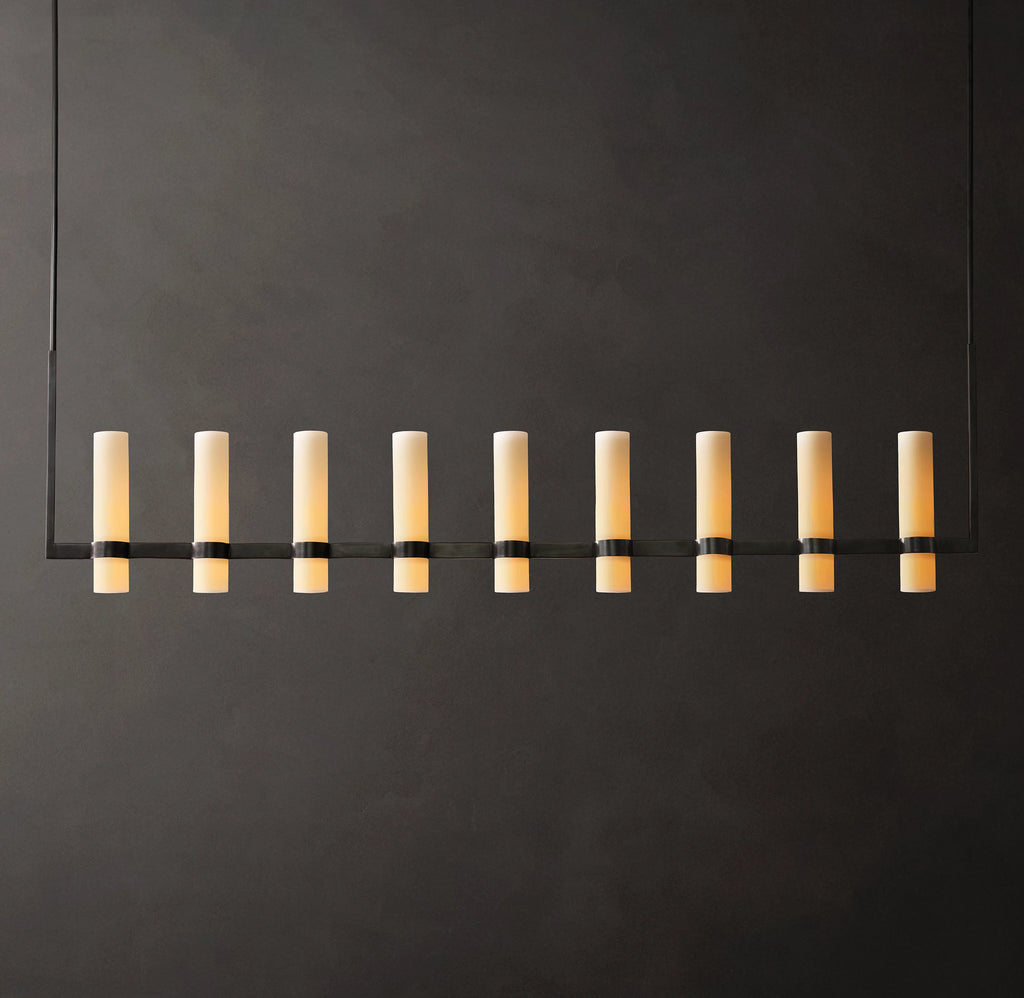 69 Inch Cylindrical Milk Glass Linear Chandelier - Ravelle