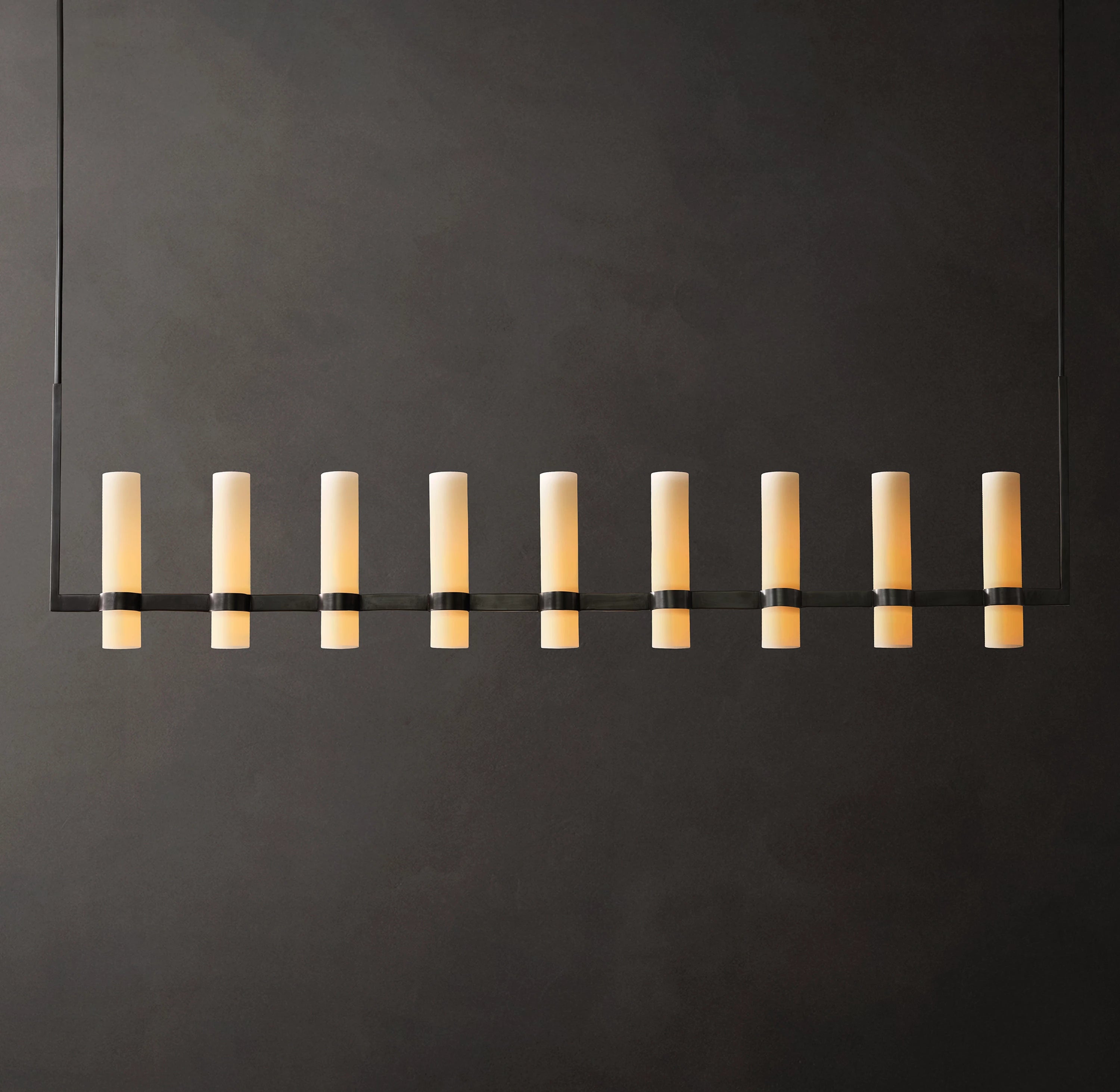 69 Inch Cylindrical Milk Glass Linear Chandelier - Ravelle