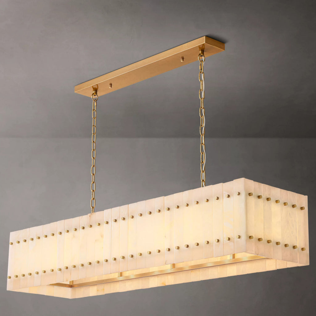 54 Inch Alabaster Rectangular Chandelier - San Marco