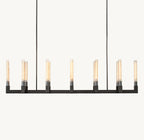 67 Inch Fluted-Glass Candlestick Linear Chandelier - Cannele