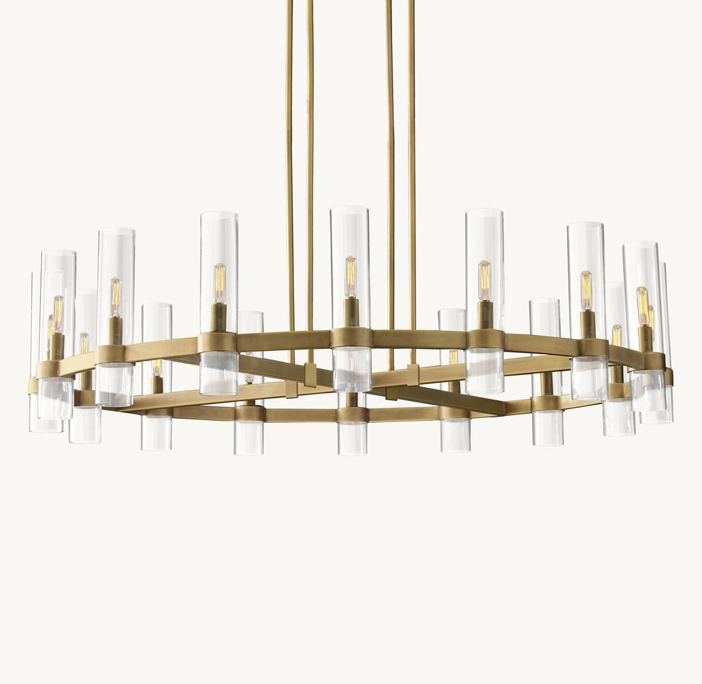 48 Inch Cylindrical Glass Candle Round Chandelier - Ravelle