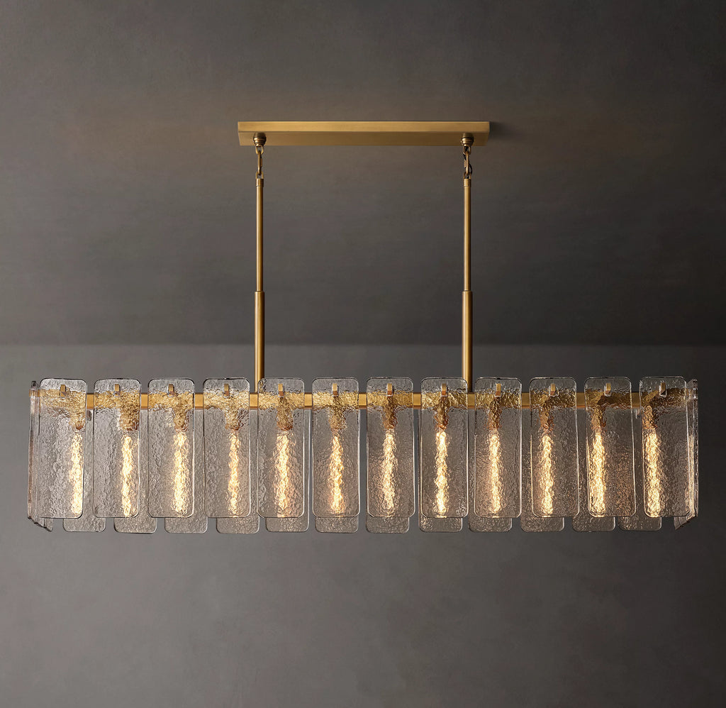 72 Inch Textured Glass Rectangular Chandelier - Calamette