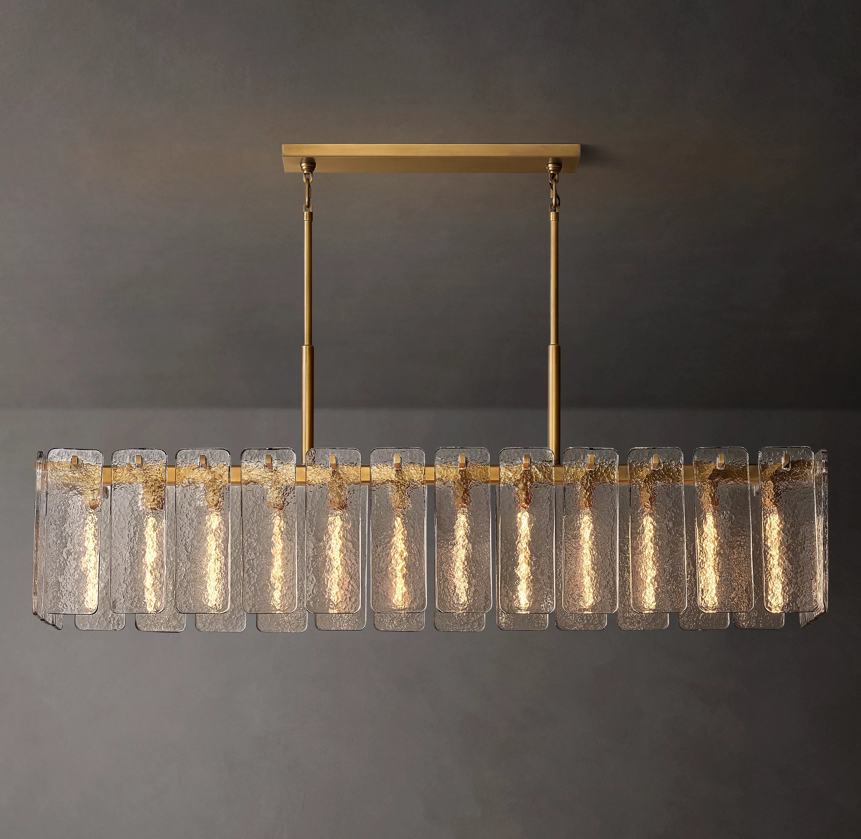 72 Inch Textured Glass Rectangular Chandelier - Calamette