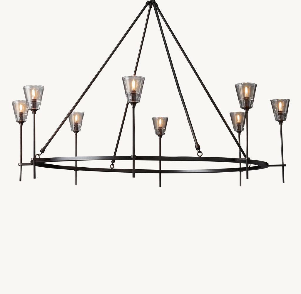 58 Inch Torch Round Chandelier - Verre