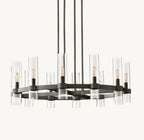 36 Inch Cylindrical Glass Candle Round Chandelier - Ravelle