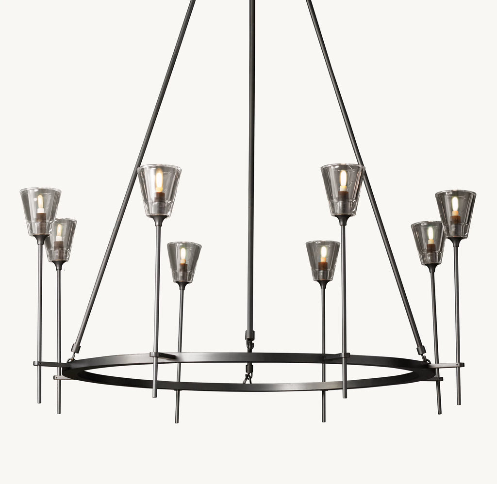 46 Inch Torch Round Chandelier - Verre