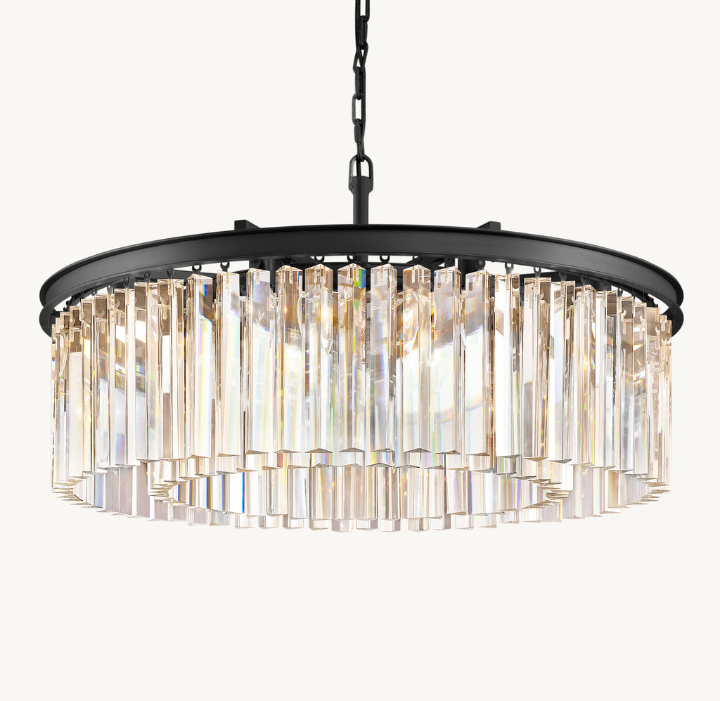 32 Inch Crystal Prism Round Chandelier - Rhys