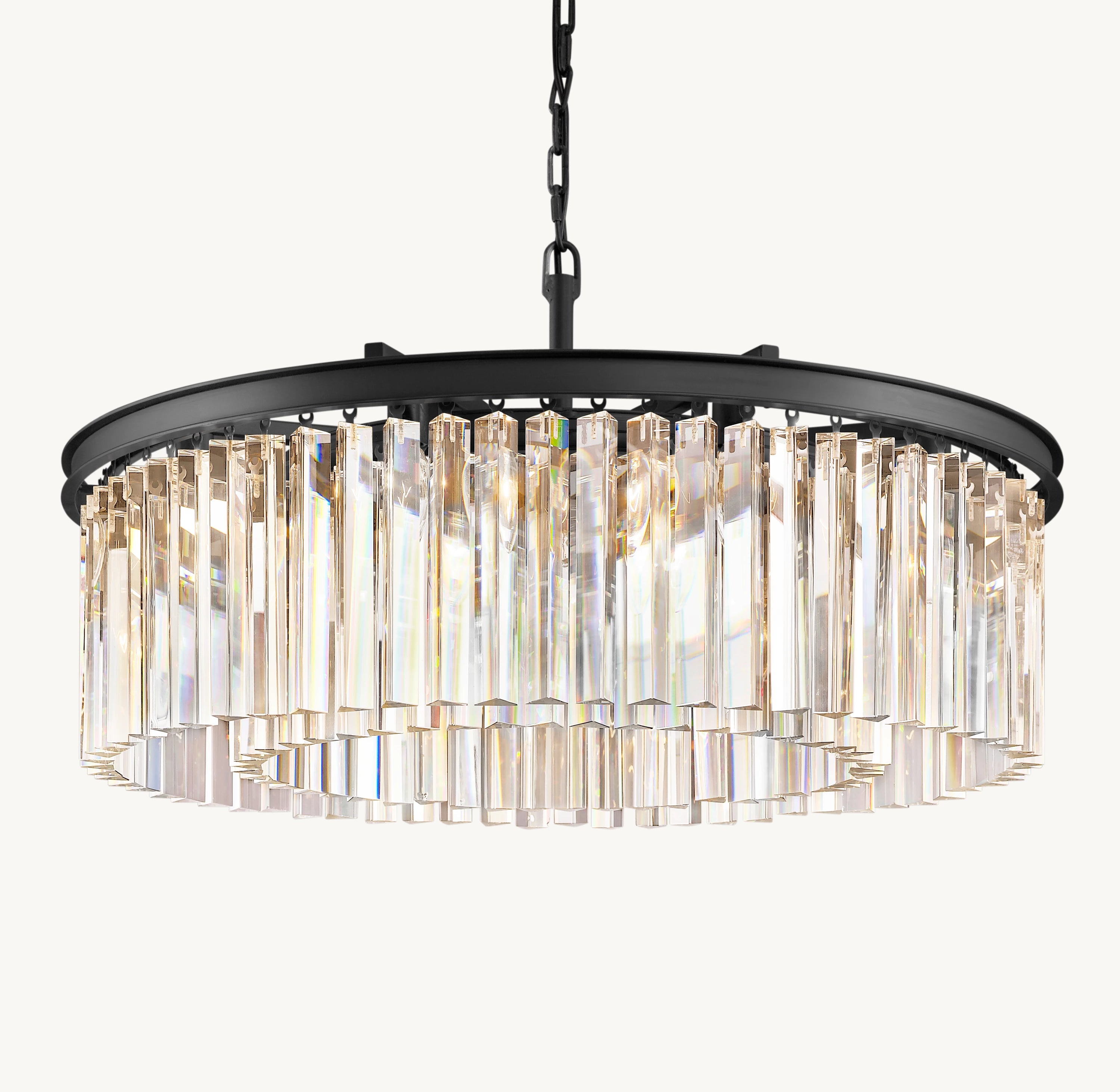 32 Inch Crystal Prism Round Chandelier - Rhys