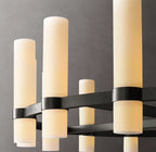 36 Inch Cylindrical Milk Glass Round Chandelier - Ravelle