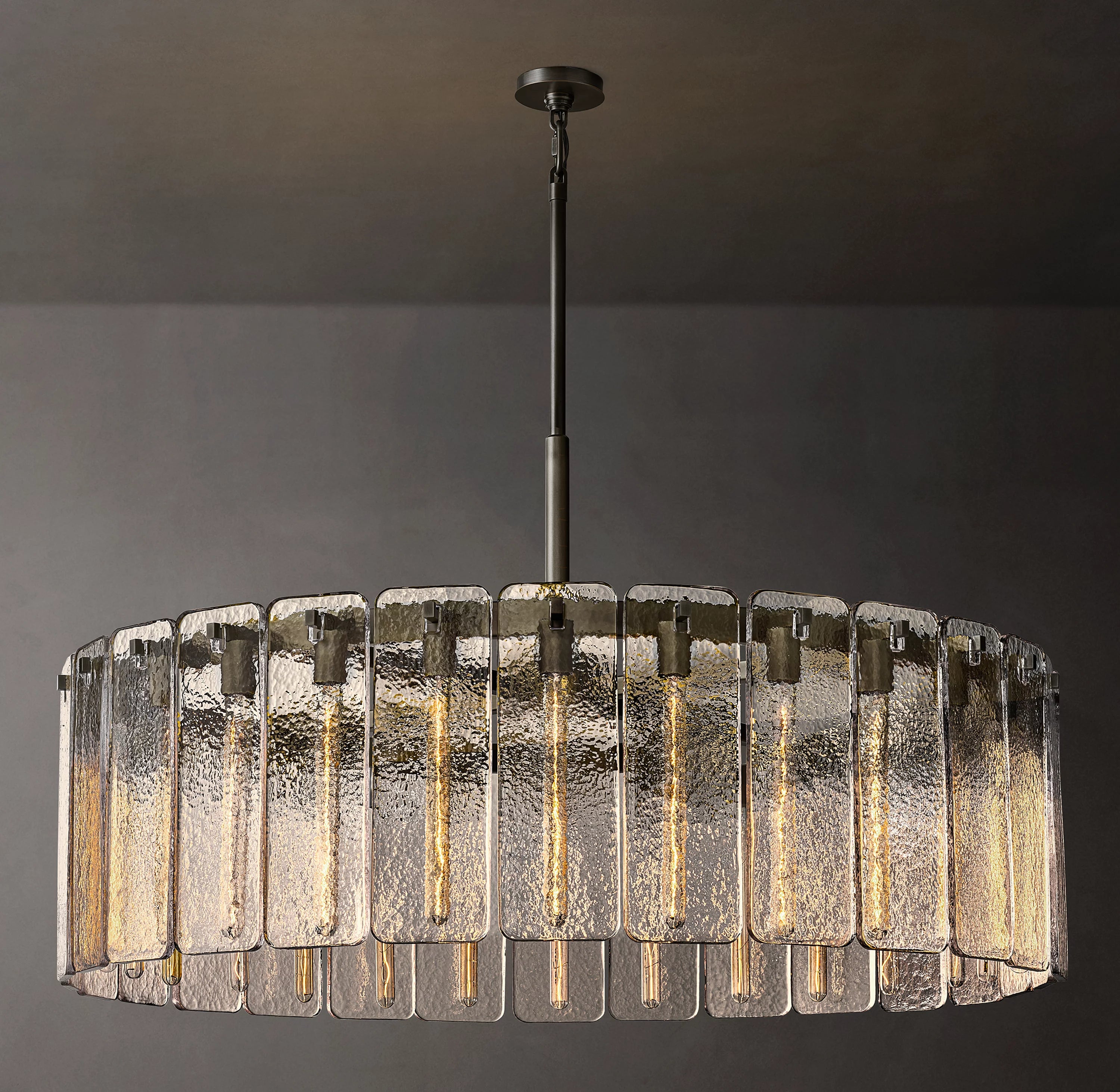 48 Inch Textured Glass Round Chandelier - Calamette