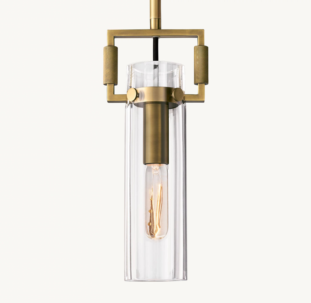 7 Inch Clear Glass Short Cylinder Pendant Light - Machinist