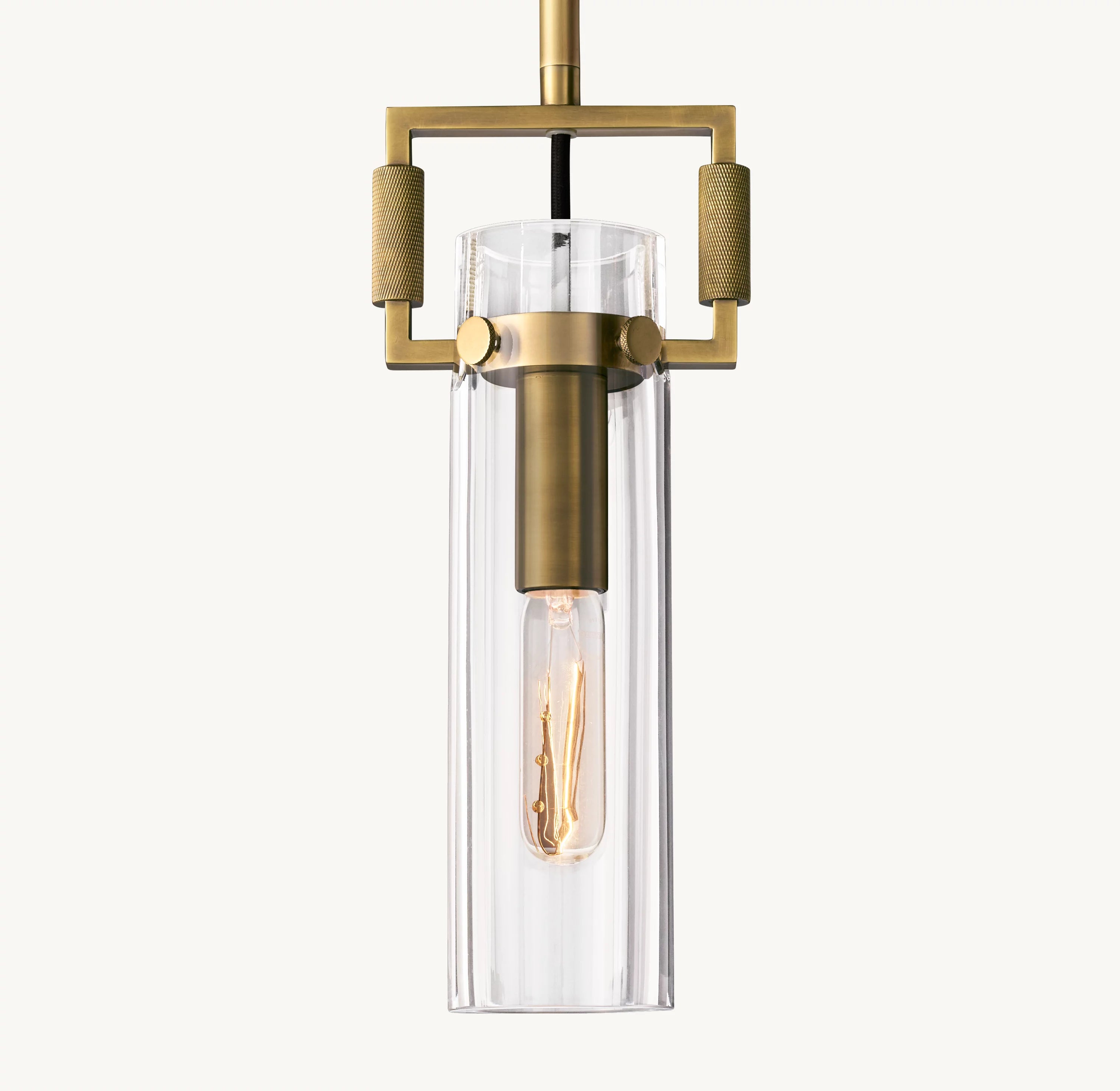 7 Inch Clear Glass Short Cylinder Pendant Light - Machinist